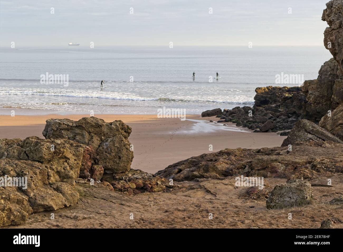 Wave-Fahrer früh auf der Nordsee bei Shouth Shields, Tyne und Wear. Stockfoto