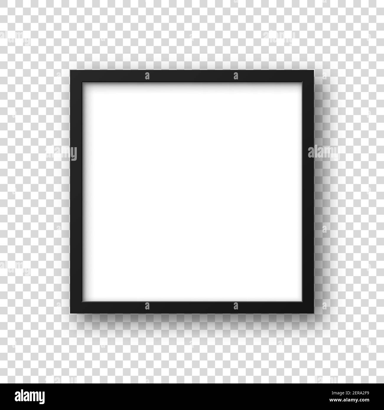 Realistischer Bilderrahmen isoliert auf transparentem Hintergrund. Leeres Postermockup. Leerer Fotorahmen. Vektorgrafik. Stock Vektor