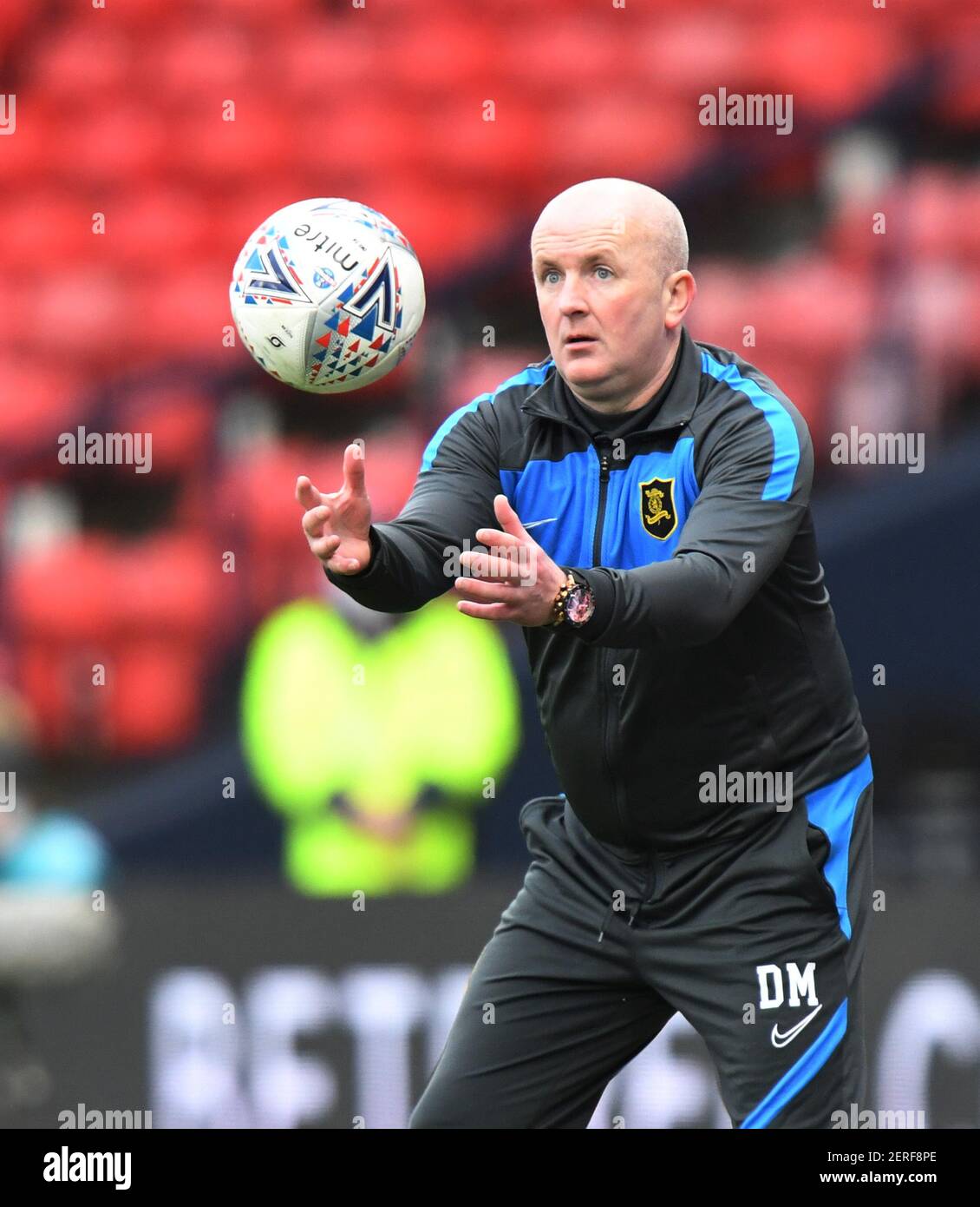 Hampden Park, Glasgow., 28th February21 Betfred Cup Final Livingston FC gegen St. Johnstone FC Livingston Manager David Martindale. Kredit: eric mccowat/Alamy Live Nachrichten Stockfoto