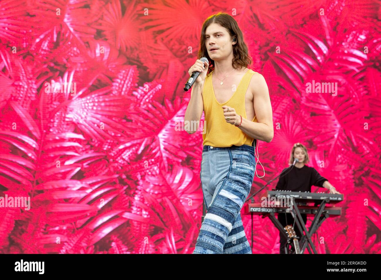 Borns (Garrett Borns) während des Outside Lands Music Festivals im Golden Gate Park am 12 2018. August in San Francisco, Kalifornien (Foto: Daniel DeSlover/Sipa USA) Stockfoto