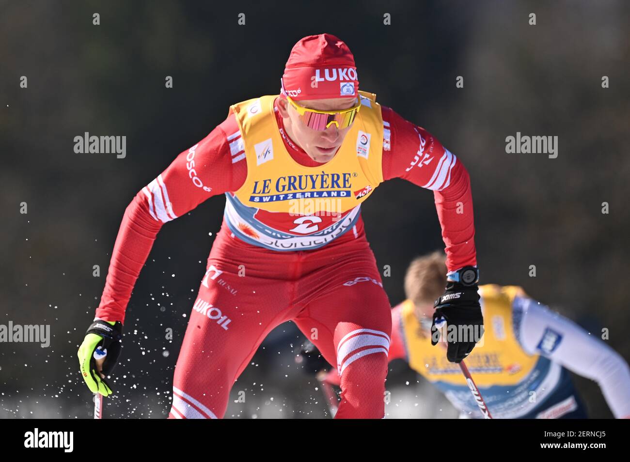 Alexander BOLSHUNOV (RSF) Aktion. Langlauf Männer Team Sprint, Langlauf, Männer. FIS Nordische Skiweltmeisterschaften 2021 in Oberstdorf vom 22,02.-07,03.2021. Weltweite Nutzung Stockfoto