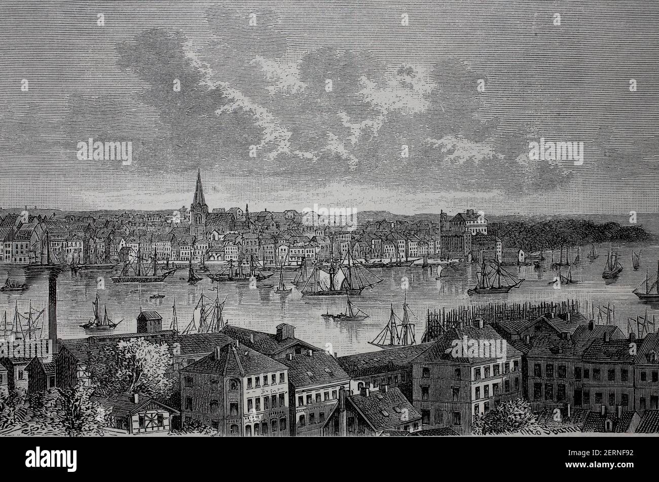 Die Stadt Kiel in Deutschland, 1880 / die Stadt Kiel in Deutschland, im Jahr 1880, Historisch, historisch, digital verbesserte Reproduktion eines oris Stockfoto