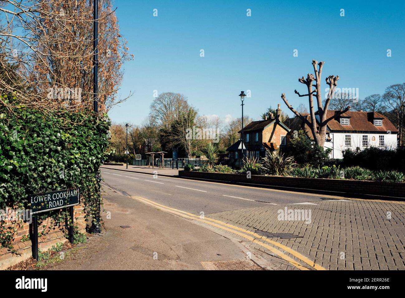 Maidenhead, Berkshire, Großbritannien, Freitag, 26/02/2021, Allgemeine Ansicht, Boulters Lock, Ray Mill Island, Themse, Thames Valley, [Pflichtangabe Cred Stockfoto
