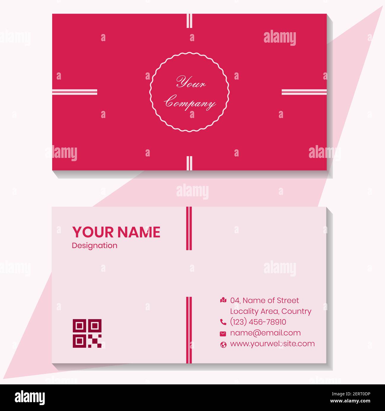 Helle rosa und hellrosa Farbe Visitenkarte für Büro Verwendung von Schreibwaren und persönlichen Werbeartikeln Stock Vektor