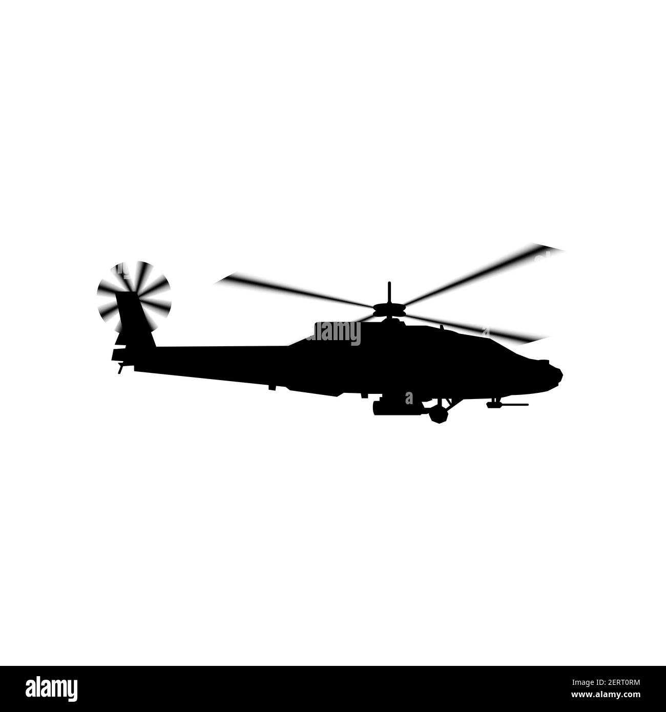 Realistische Vektor-Symbol militärischen Angriff Hubschrauber militärischen Luftstreitkräfte der Vereinigten Staaten. Apache. Seitenansicht. Stock Vektor