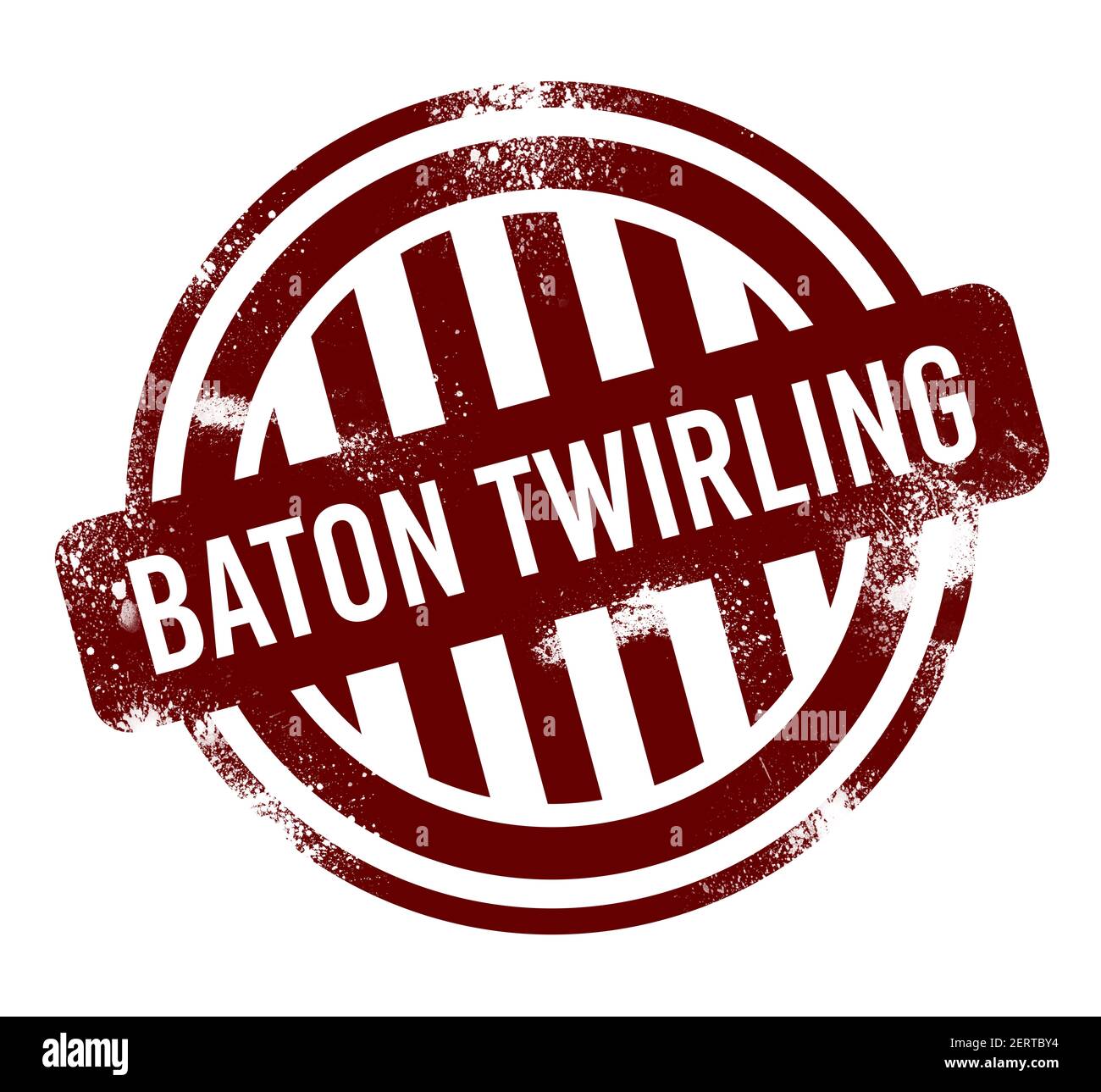 Baton Twirling - roter runder Grunge-Knopf, Stempel Stockfoto