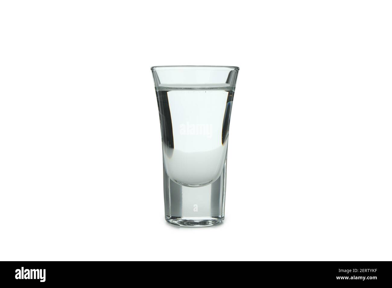 Aufnahme von Wodka isoliert auf weißem Hintergrund Stockfoto