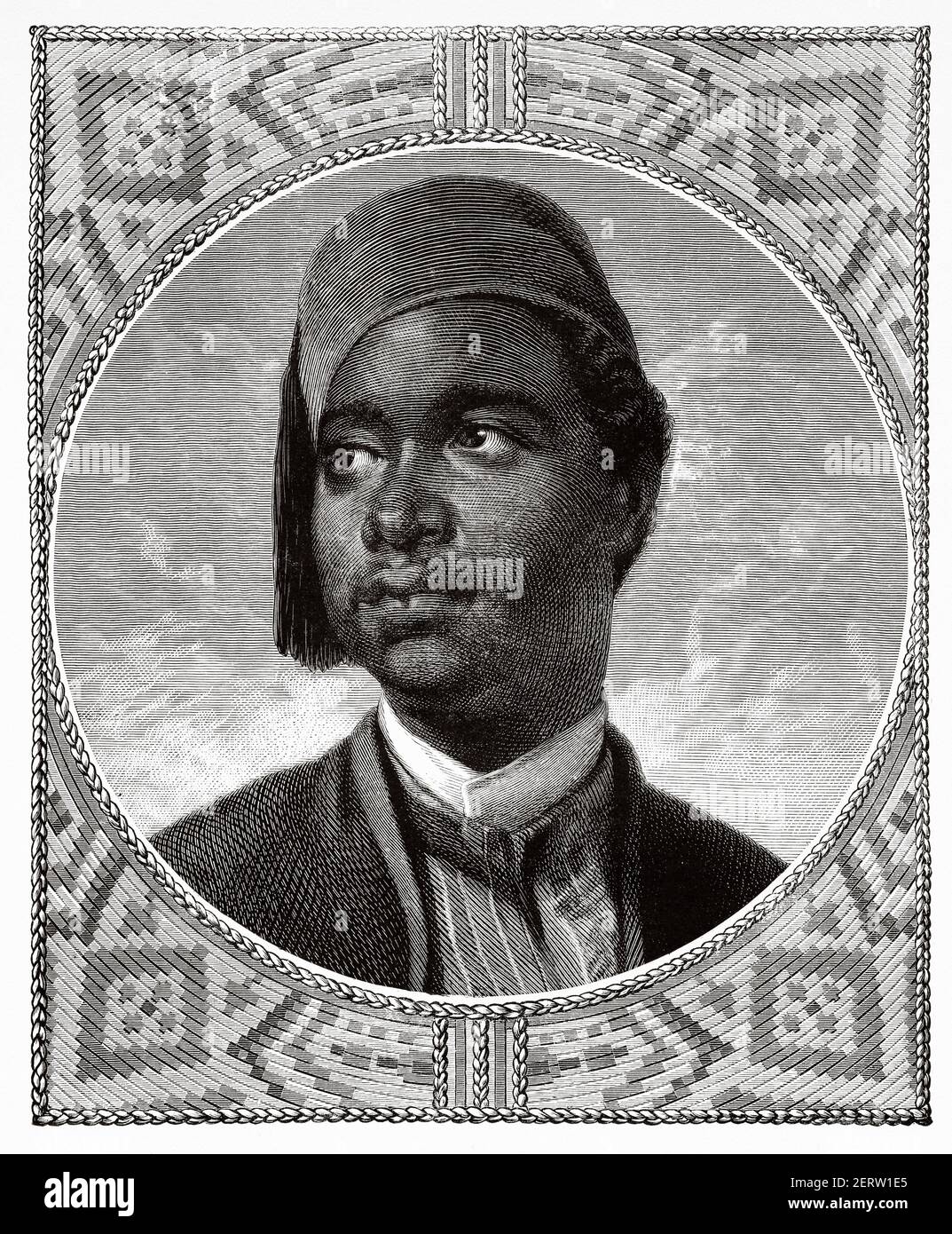 Nubische Staatsdienerin, Nubia. Ägypten im XIX Jahrhundert. Afrika. Alte 19th Jahrhundert gravierte Illustration, El Mundo Ilustrado 1881 Stockfoto