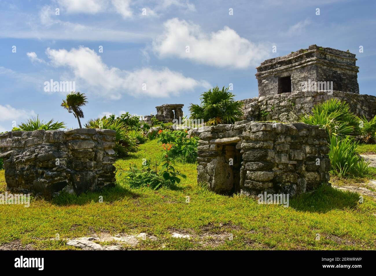 Tulum ist eine präkolumbianische Maya-Stadt auf der Halbinsel Yucantan, Mexiko Stockfoto