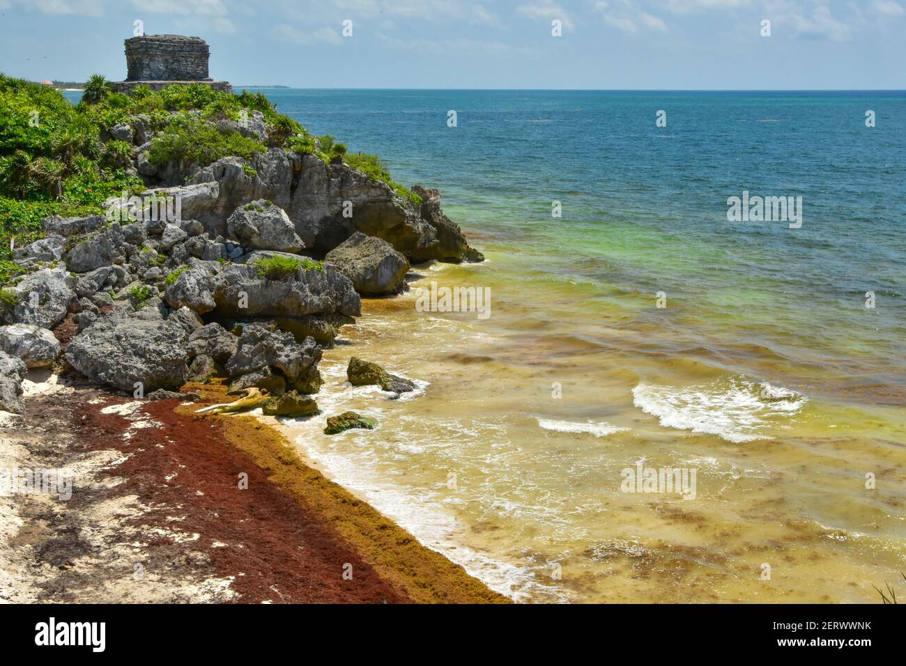 Tulum ist eine präkolumbianische Maya-Stadt auf der Halbinsel Yucantan, Mexiko Stockfoto