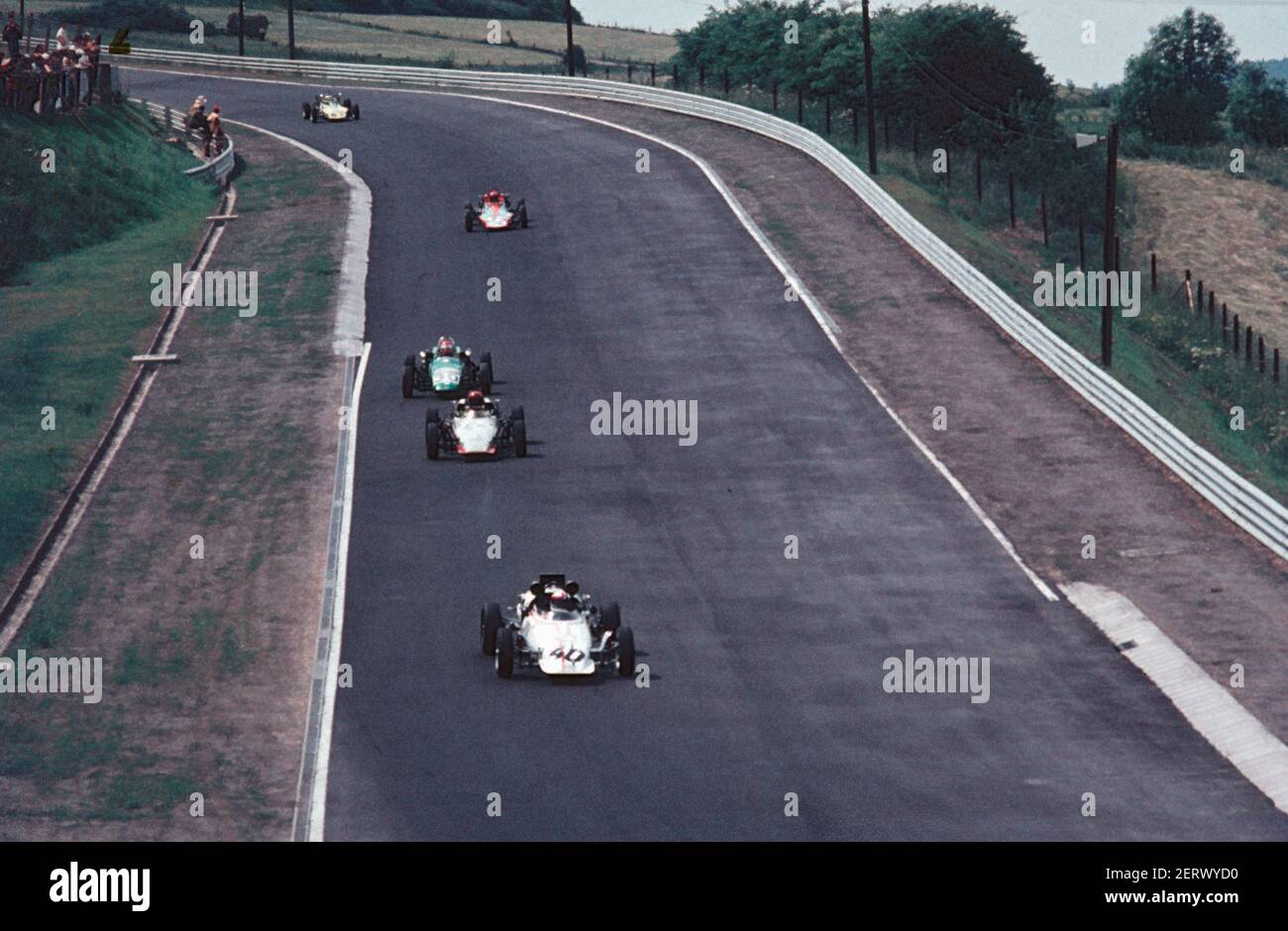 Eine Gruppe von offenen einsitzigen Formel Vee Rennwagen auf dem Nürburgring in der Eifel 1970s Stockfoto