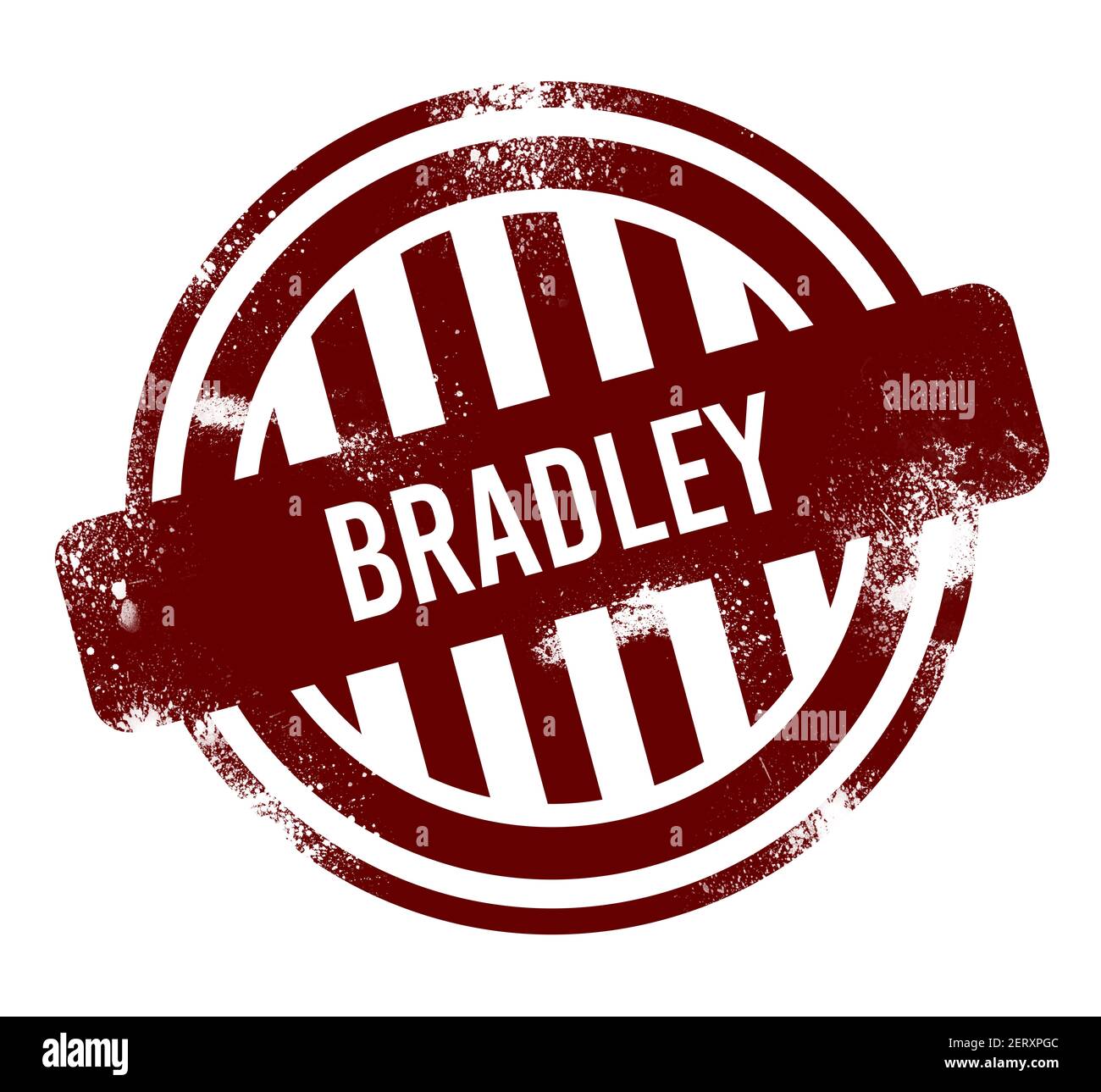 Bradley - roter runder Grunge-Knopf, Stempel Stockfoto