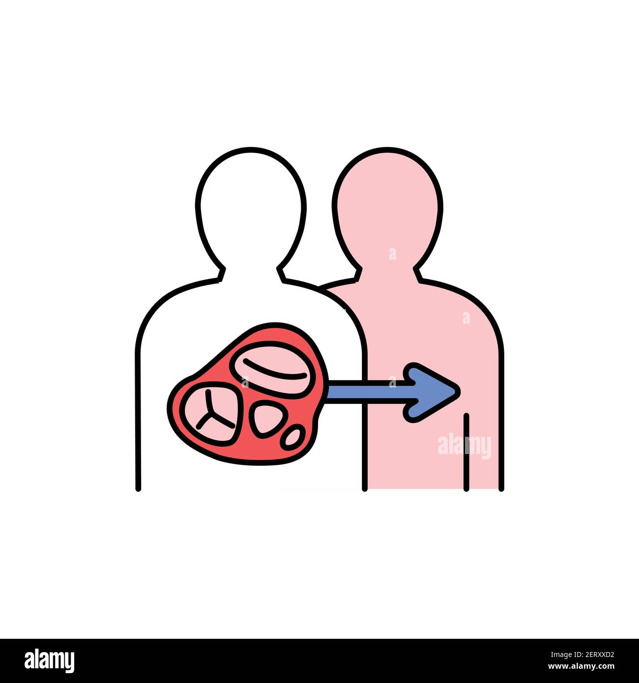 Symbol für die Farblinie der Ventiltransplantation. Spenderorgan. Piktogramm für Webseite, mobile App, Promo. UI UX GUI Design Element. Bearbeitbare Kontur. Stock Vektor