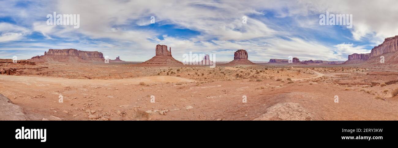 Panoramabild des Monument Valley Stockfoto