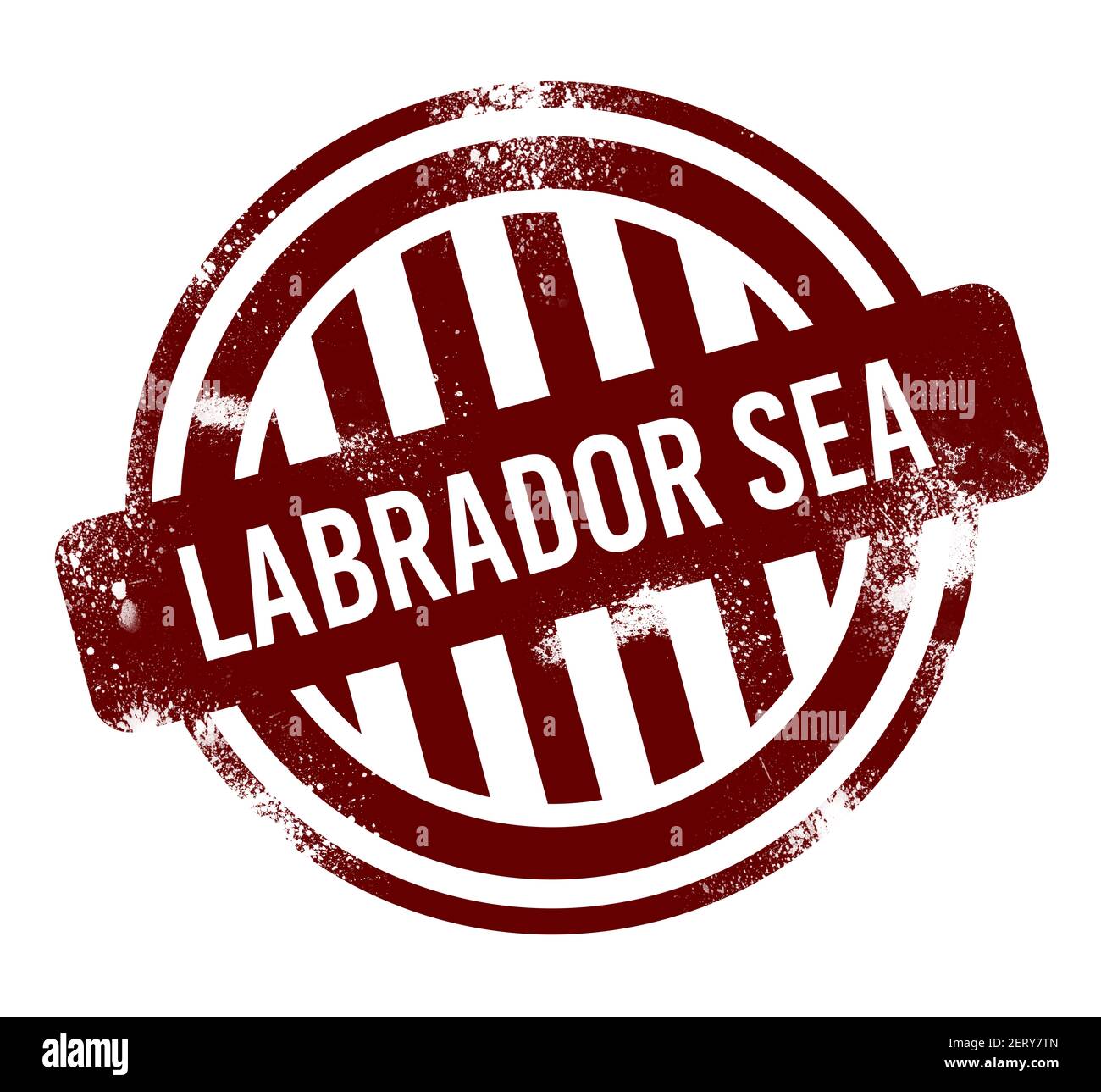 Labrador Sea - roter runder Grunge-Knopf, Stempel Stockfoto