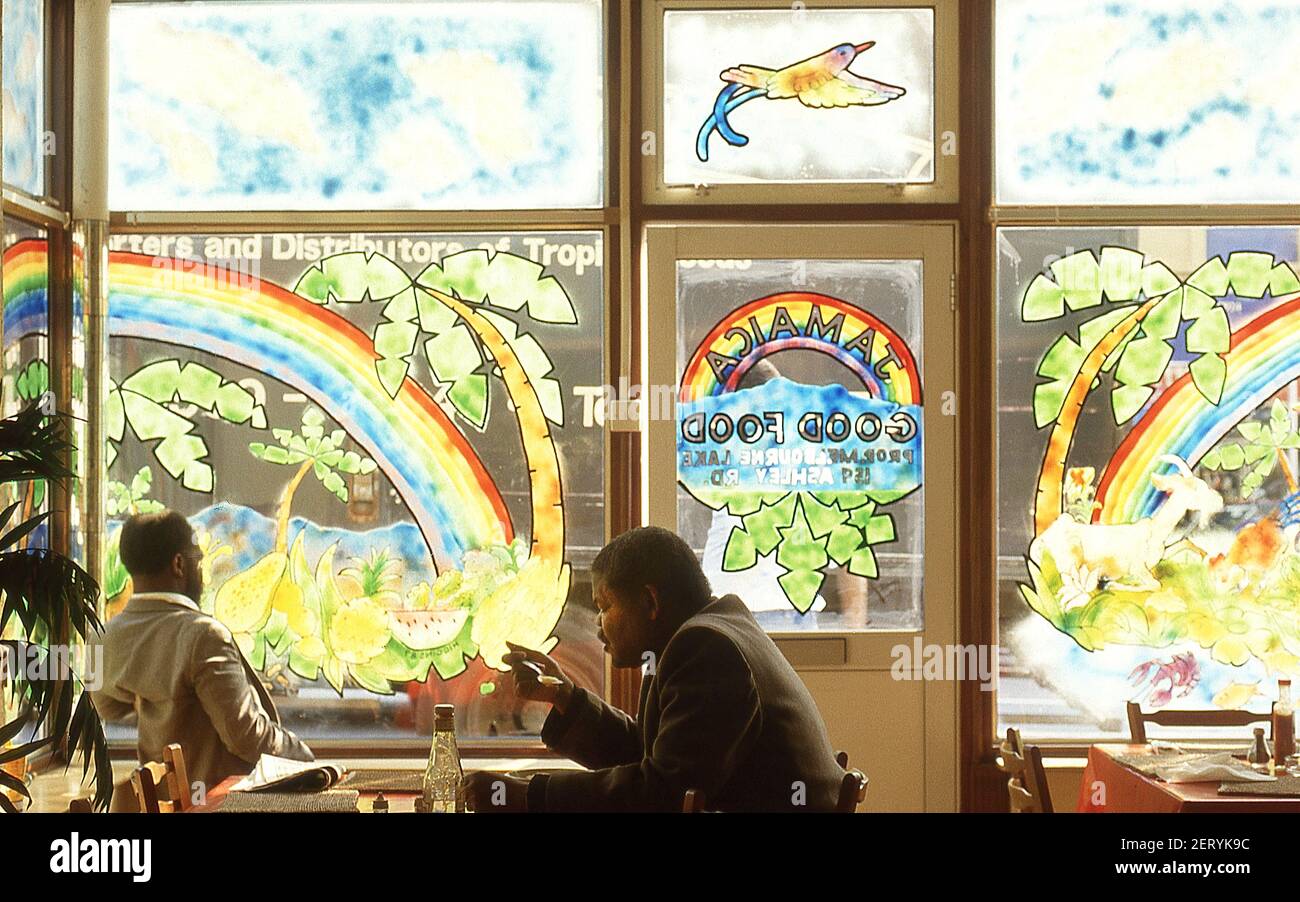 Jamaikanisches Restaurant in Tottenham North London 1981 Stockfoto