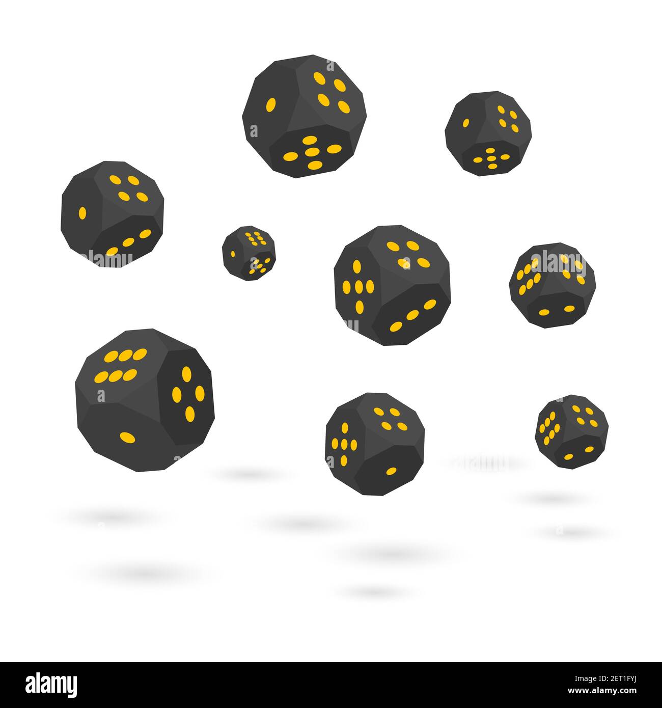 Schwarze Würfel mit Schatten. Flacher isometrischer Stil 3D, Vektorgrafik. Stock Vektor