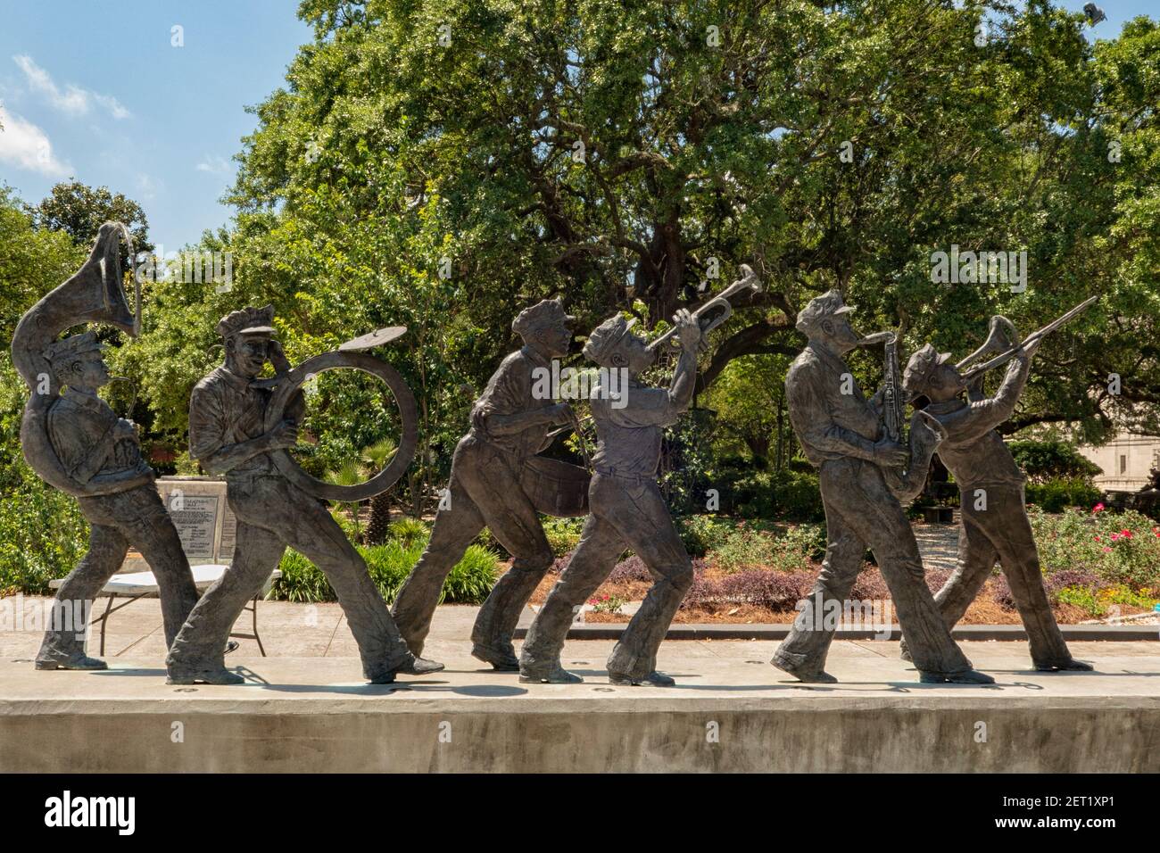 Jazz, Blaskapelle Statue im Louis Armstrong Park New Orleans, Louisiana, USA. Der Louis Armstrong Park ist ein 32 Hektar (130.000 m2) großer Park im Tremé Stockfoto