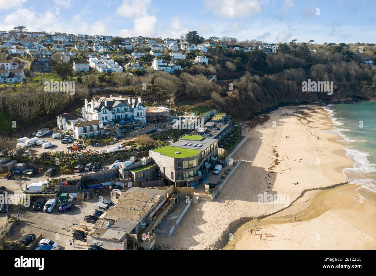 Carbis Bay Hotel in der Nähe von St Ives, West Cornwall, wo der Gipfel von G7 im Juni 2021 stattfinden soll Stockfoto