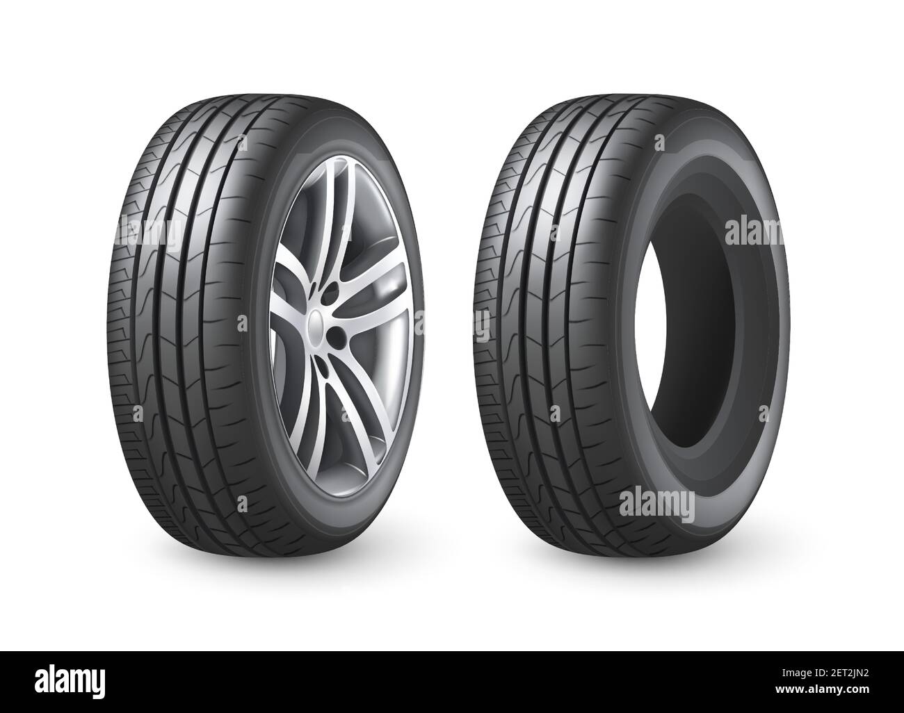 Realistische glänzende Scheibe Auto Rad Reifen isoliert Vektor-Illustration Stock Vektor