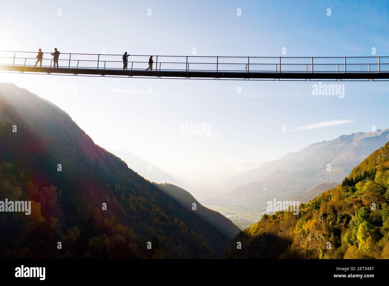 Ponte nel Cielo, Valtartano, Valtellina (IT), Luftaufnahme Stockfoto