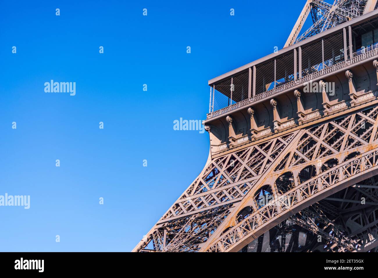 Nahaufnahme der Architektur des Eiffelturms Stockfoto