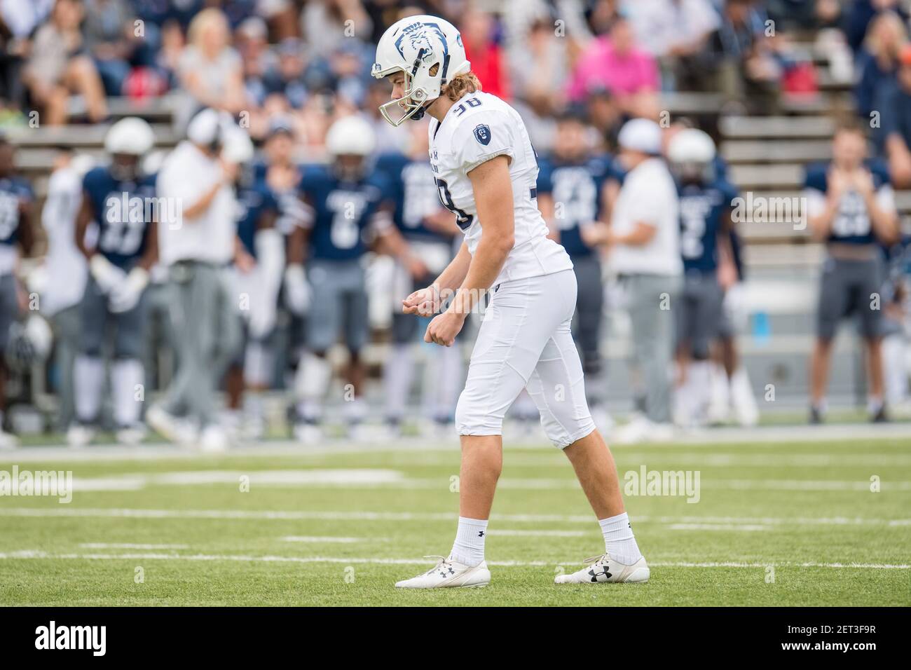 24. November 2018: Old Dominion Monarchs Place Kicker Nick Rice (98) schießt ein Feldtor während des 1st. Quartals eines NCAA-Fußballspiels zwischen den Old Dominion Monarchs und den Rice Owls im Rice Stadium in Houston, TX. Rice gewann das Spiel 27 bis 13...Trask Smith/(Foto von Trask Smith/CSM/Sipa USA) Stockfoto