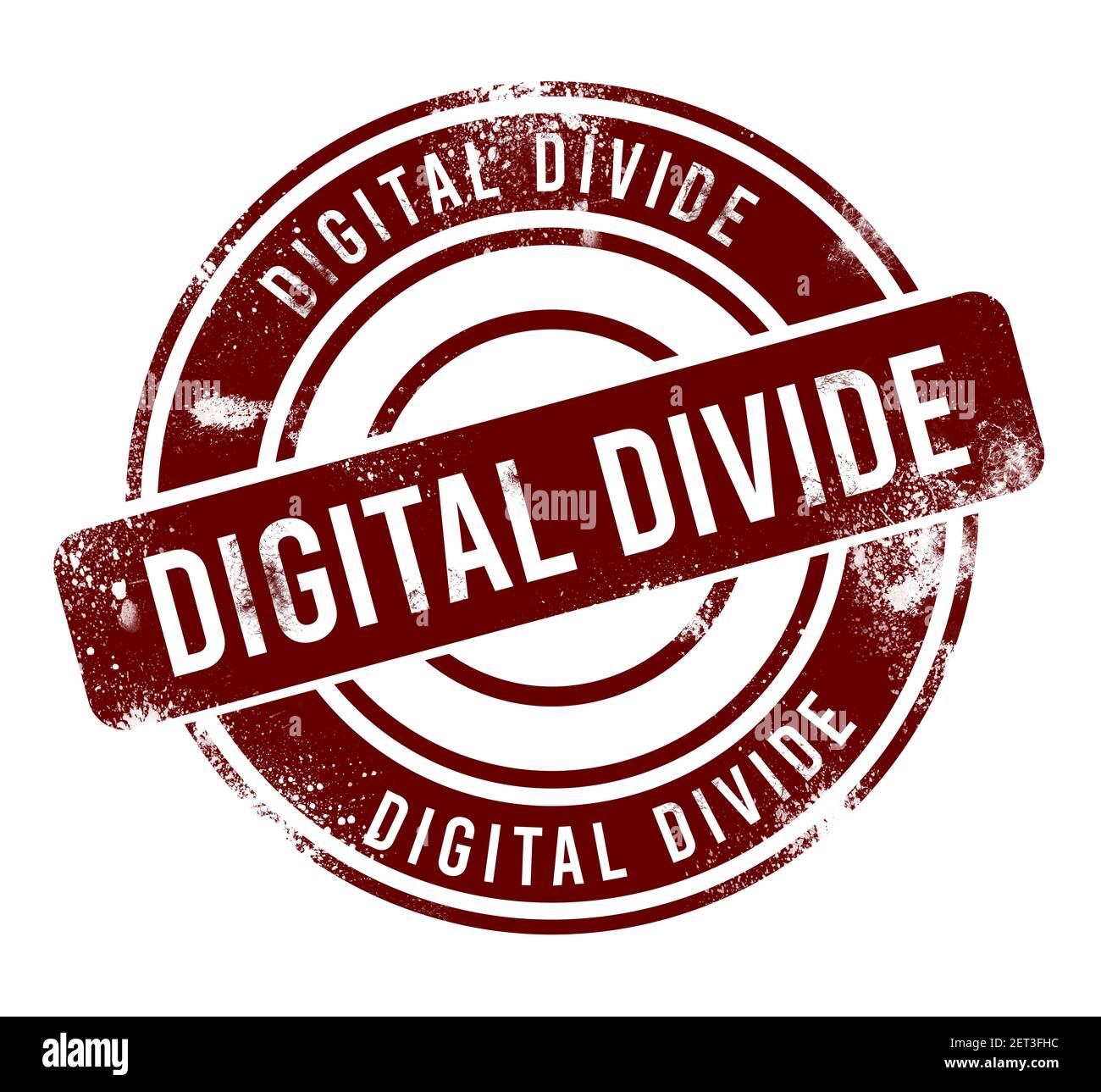 Digitale Teilung - roter runder Grunge-Knopf, Stempel Stockfoto