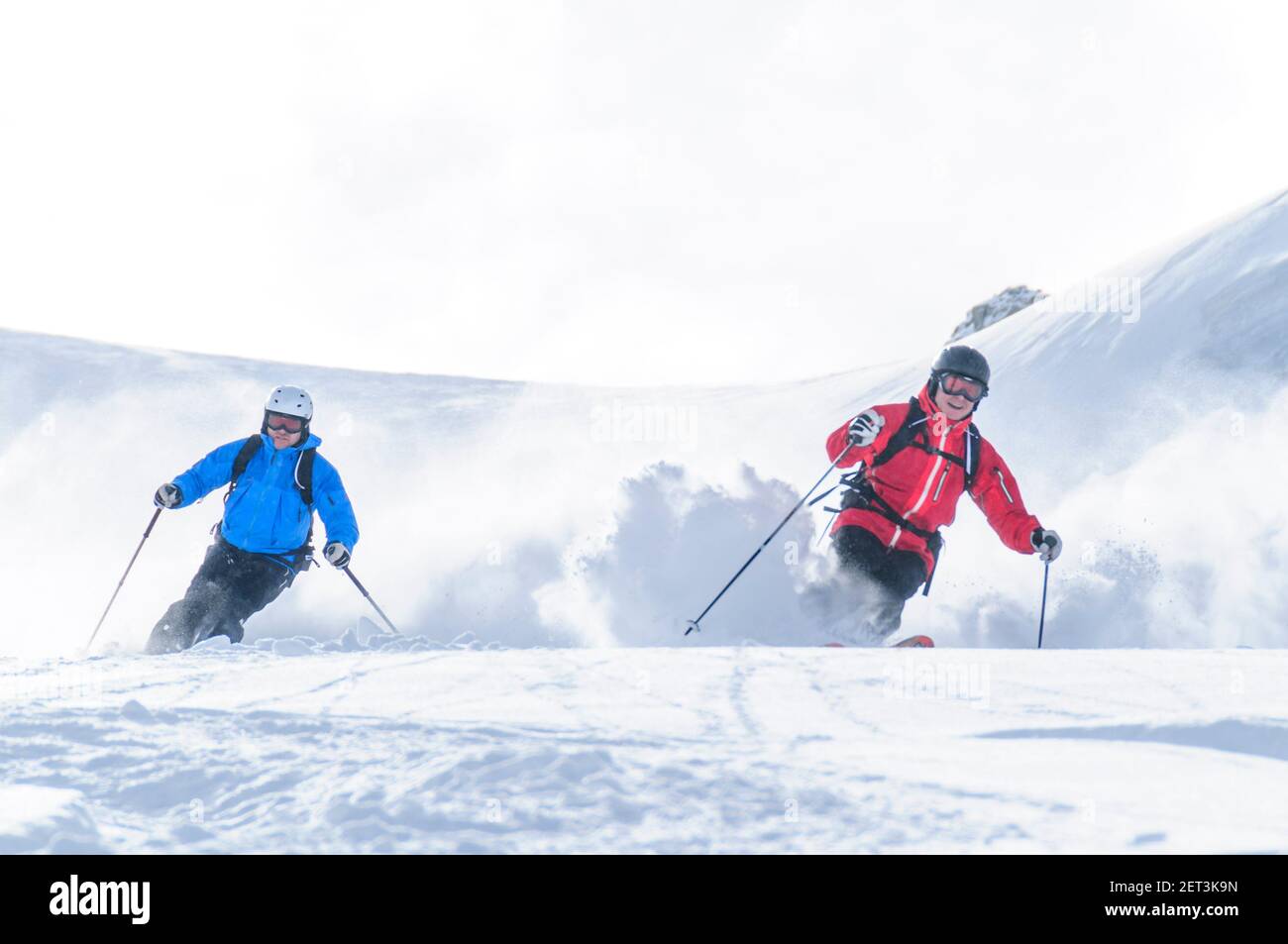 Offpiste Skifahren und Freeriden in der Mont Blanc Region Stockfoto