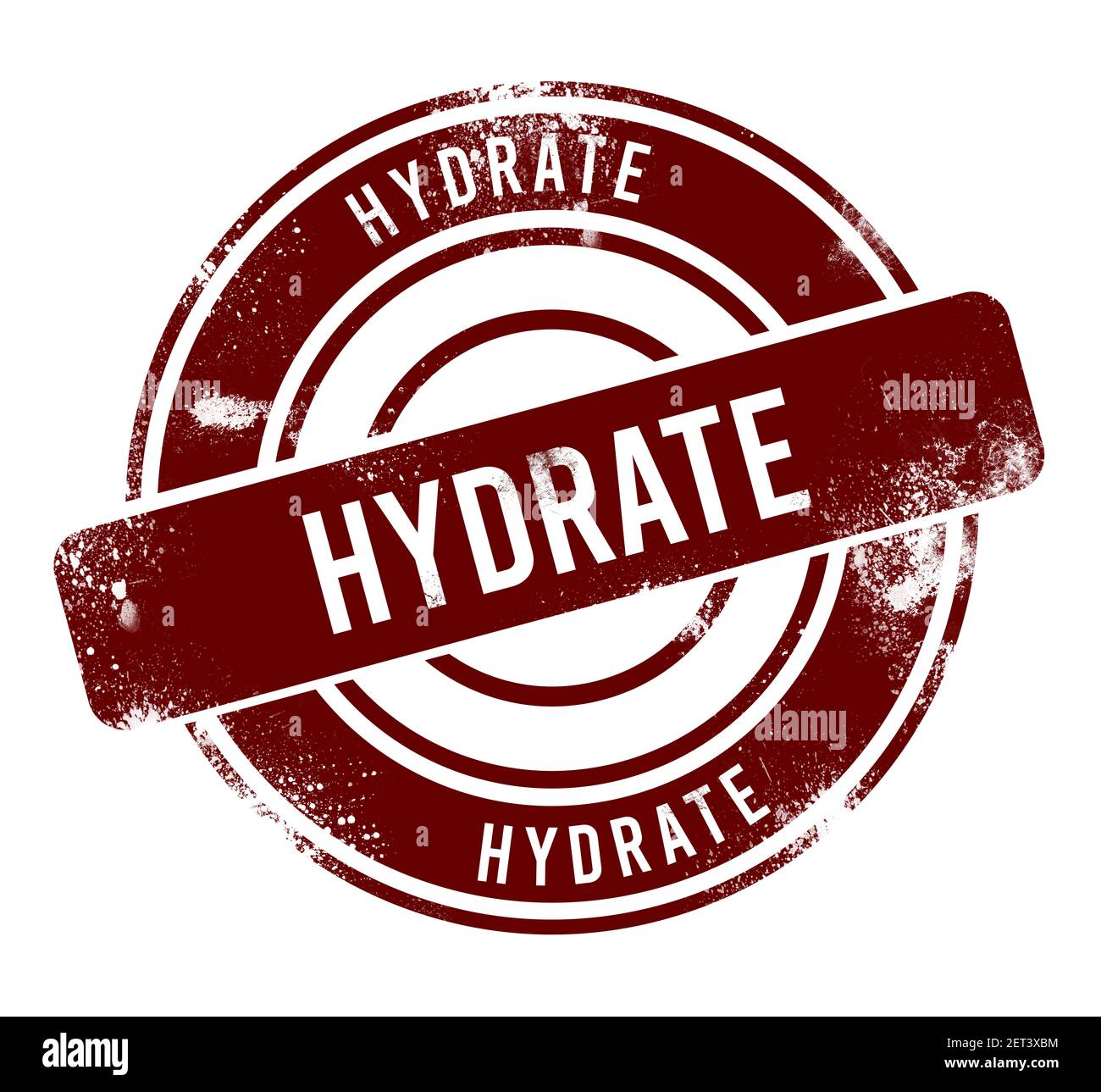 Hydrate - roter runder Grunge-Knopf, Stempel Stockfoto