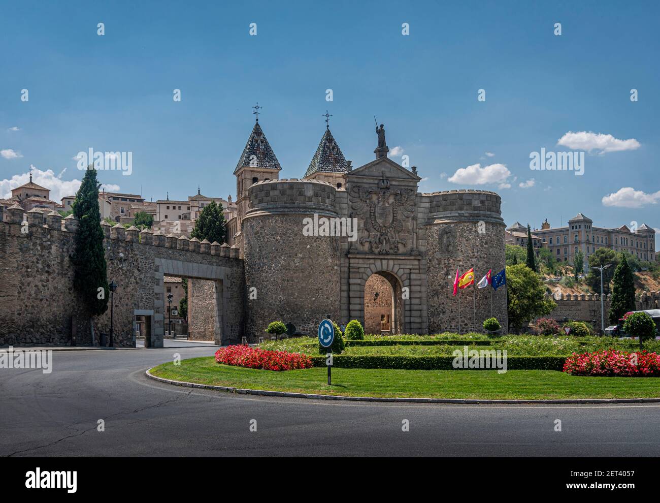 Puerta de Bisagra oder Alfonso VI Tor in der Stadt Toledo, Spanien Stockfoto