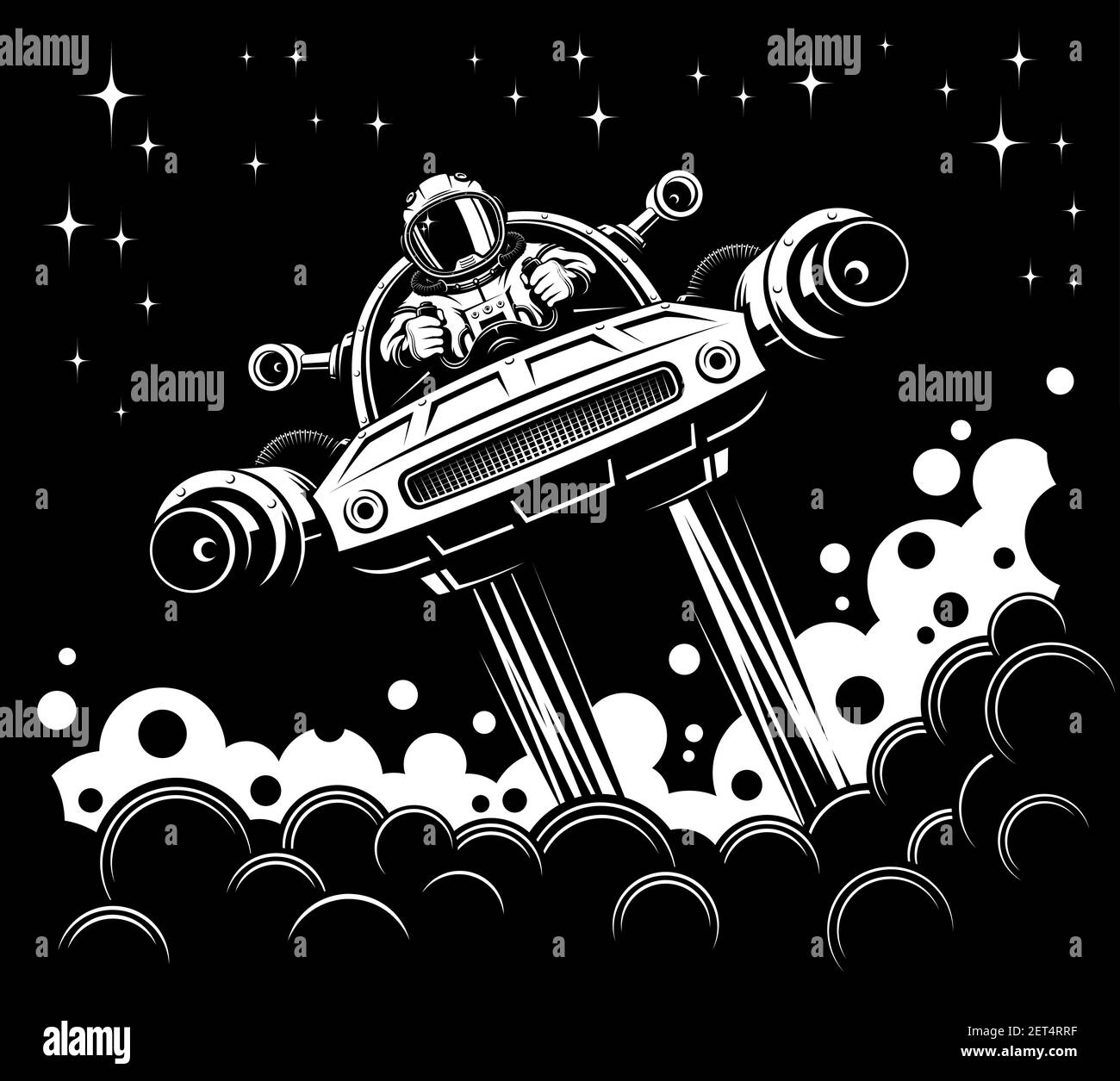 Astronaut Pilot ein Raumfahrzeug - Retro-Poster Stock Vektor