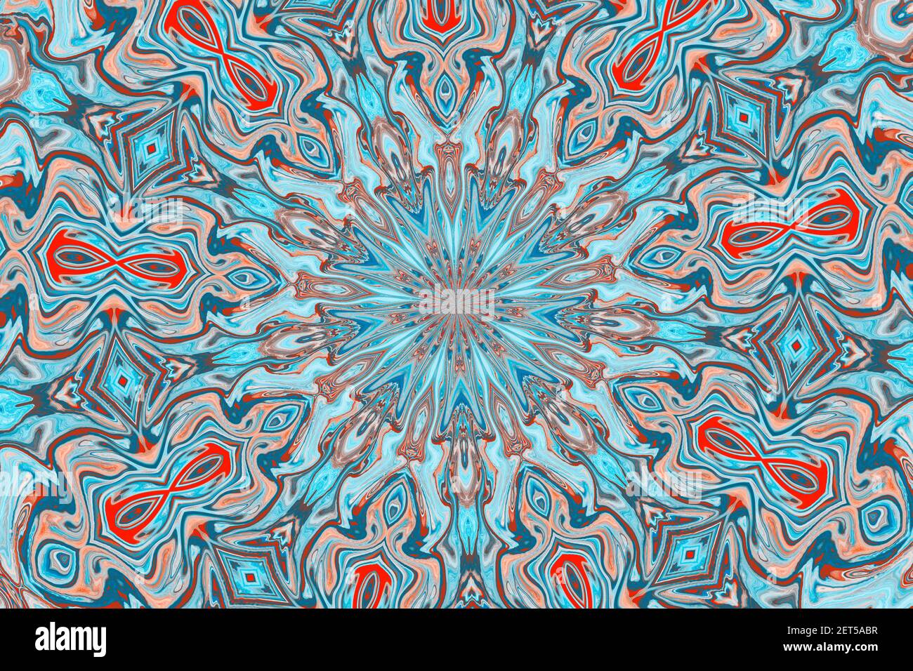 Kaleidoskop Hintergrundmuster in Blau und Orange Stockfoto