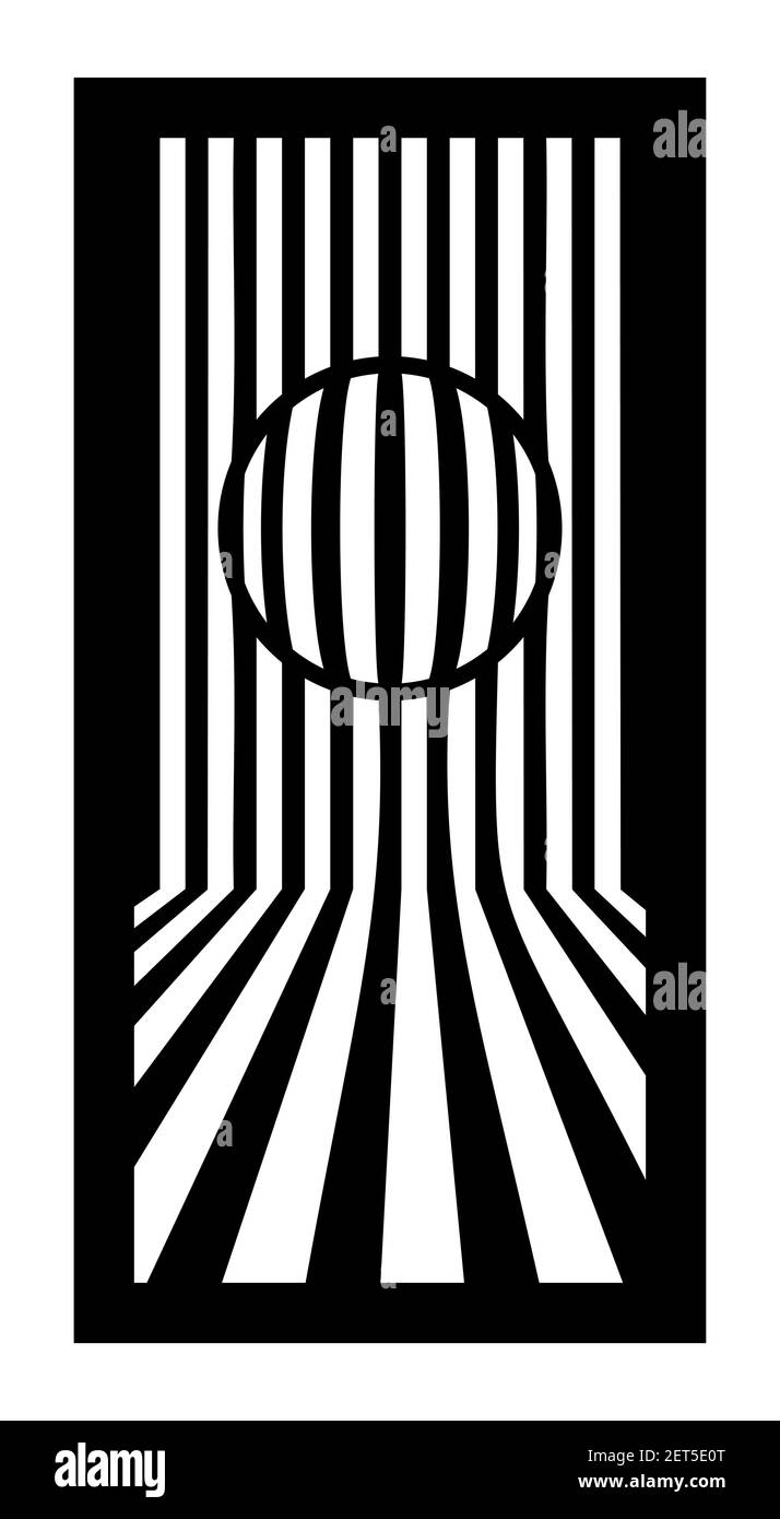 CNC-Muster, op Art mit Linien und Kreis. Dekorpaneel, Bildschirm, Wand. Vektor cnc-Panel für Laserschneiden. Schablone für innere Trennwand, Raum Stock Vektor