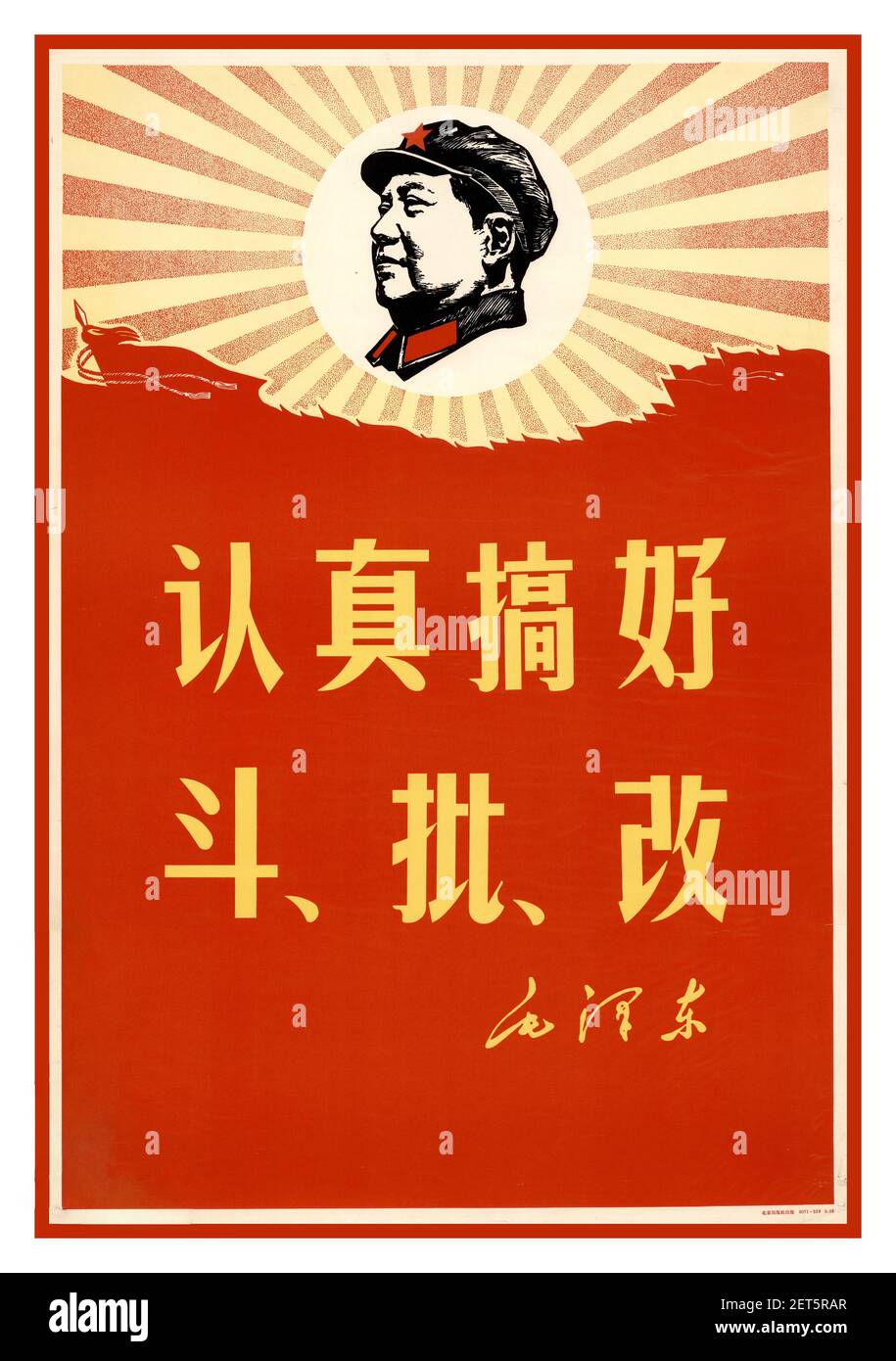 Chinesische Propaganda Chaiman Mao Kulturrevolution Plakat "um wirklich nützlich zu sein, muss man kämpfen, kritisieren und ändern" Mao Zedong (1893-1976) 1969 China Stockfoto