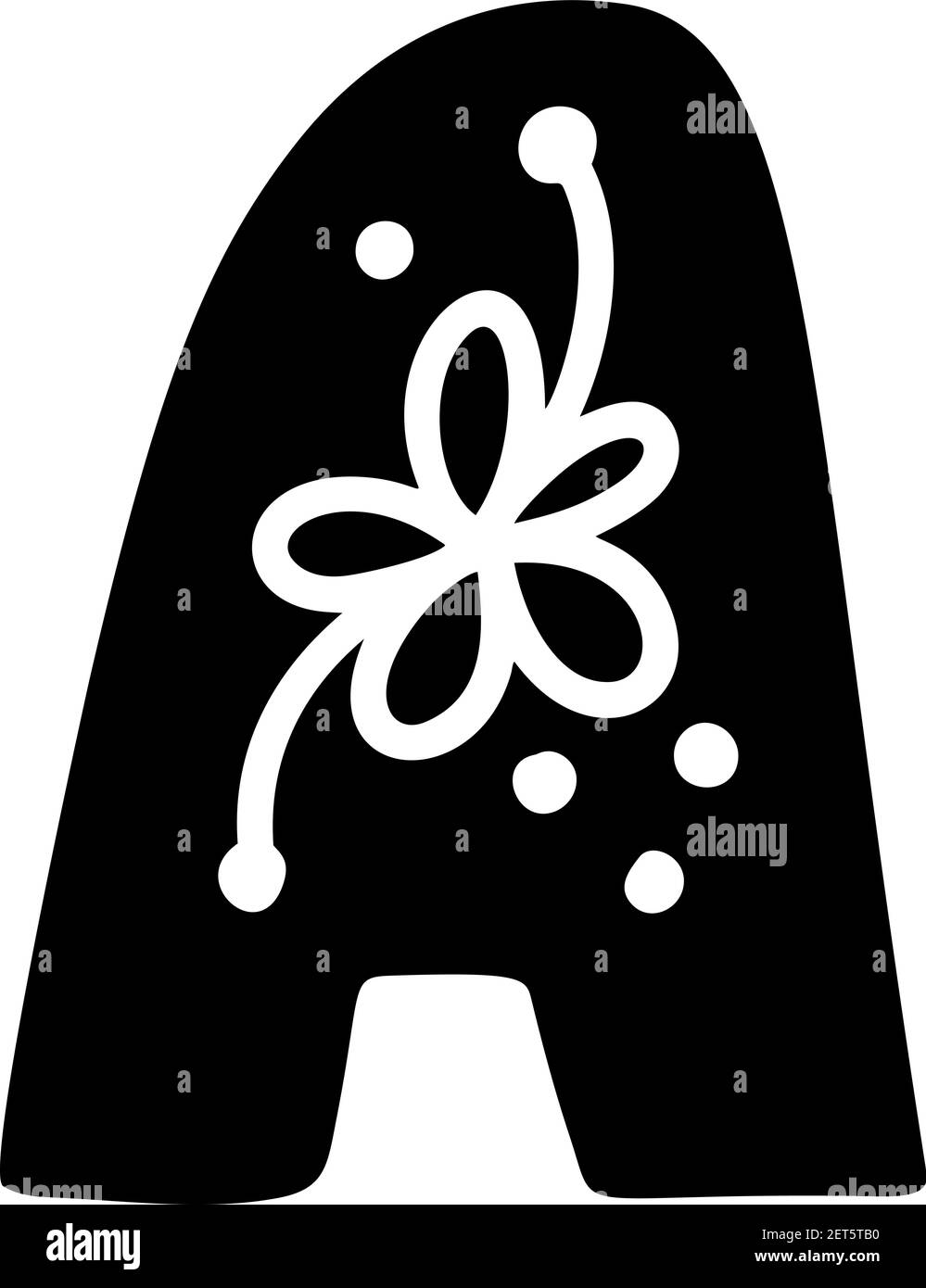 Vintage floral Bold Letter A Logo Frühling. Classic EIN Sommer-Brief-Design-Vektor mit schwarzer Farbe und Floral von Hand gezeichnet mit Monoline Muster Stock Vektor