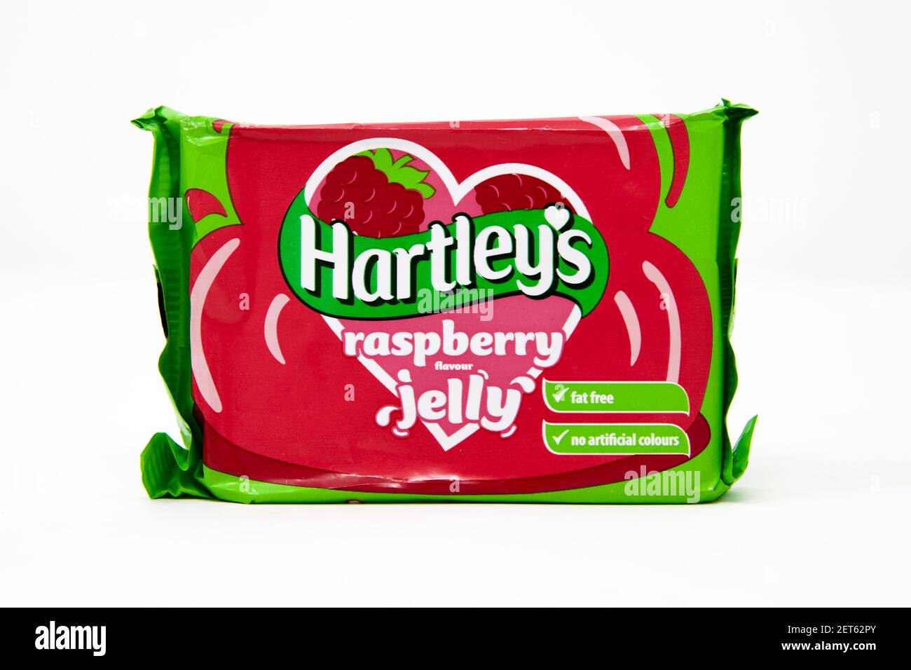 Hartleys-Gelee-Würfel Mit Himbeere Stockfoto