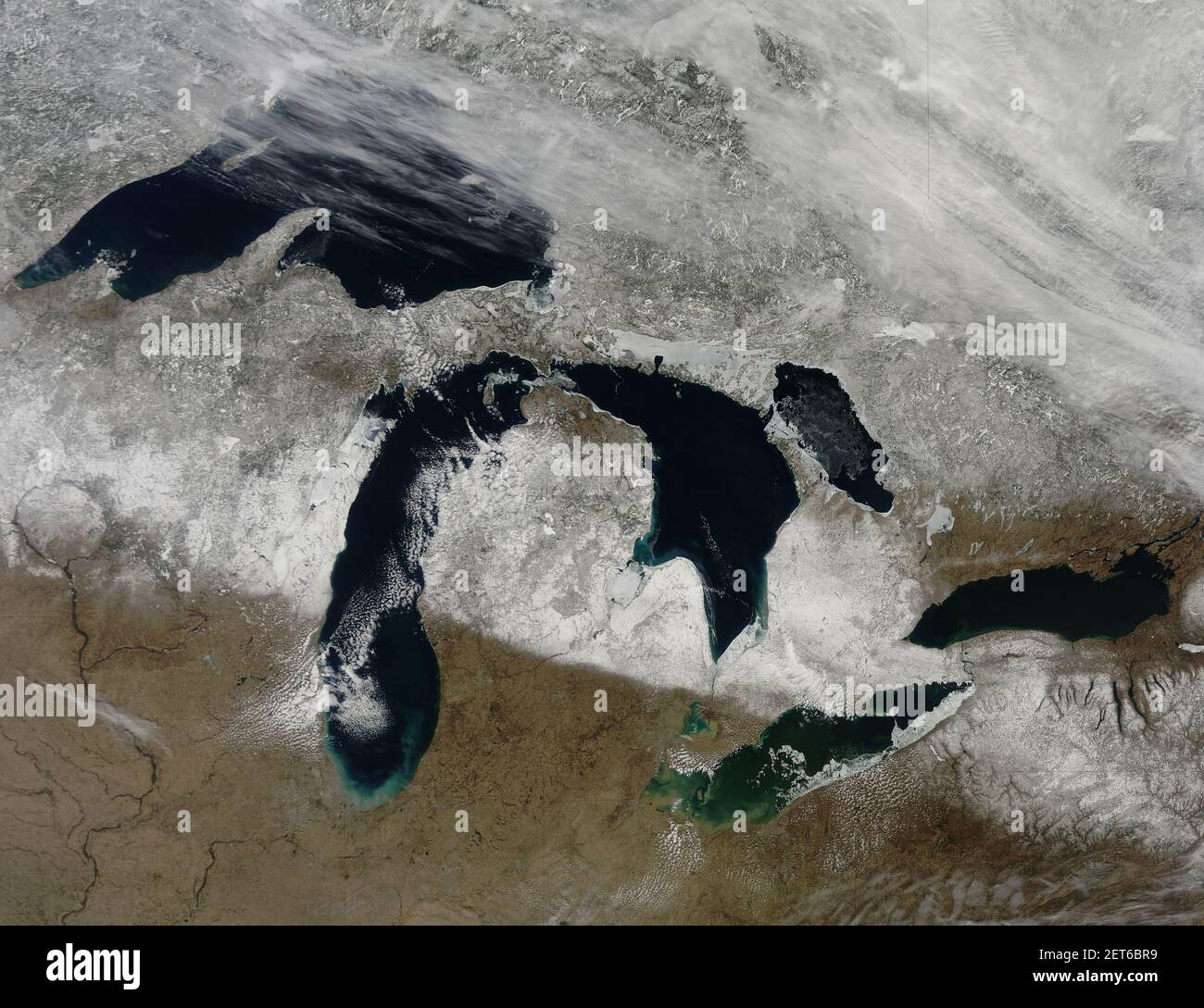 Die Großen Seen, Frühjahr, von der Internationalen Raumstation, 28. März 2011, von NASA/DPA Stockfoto