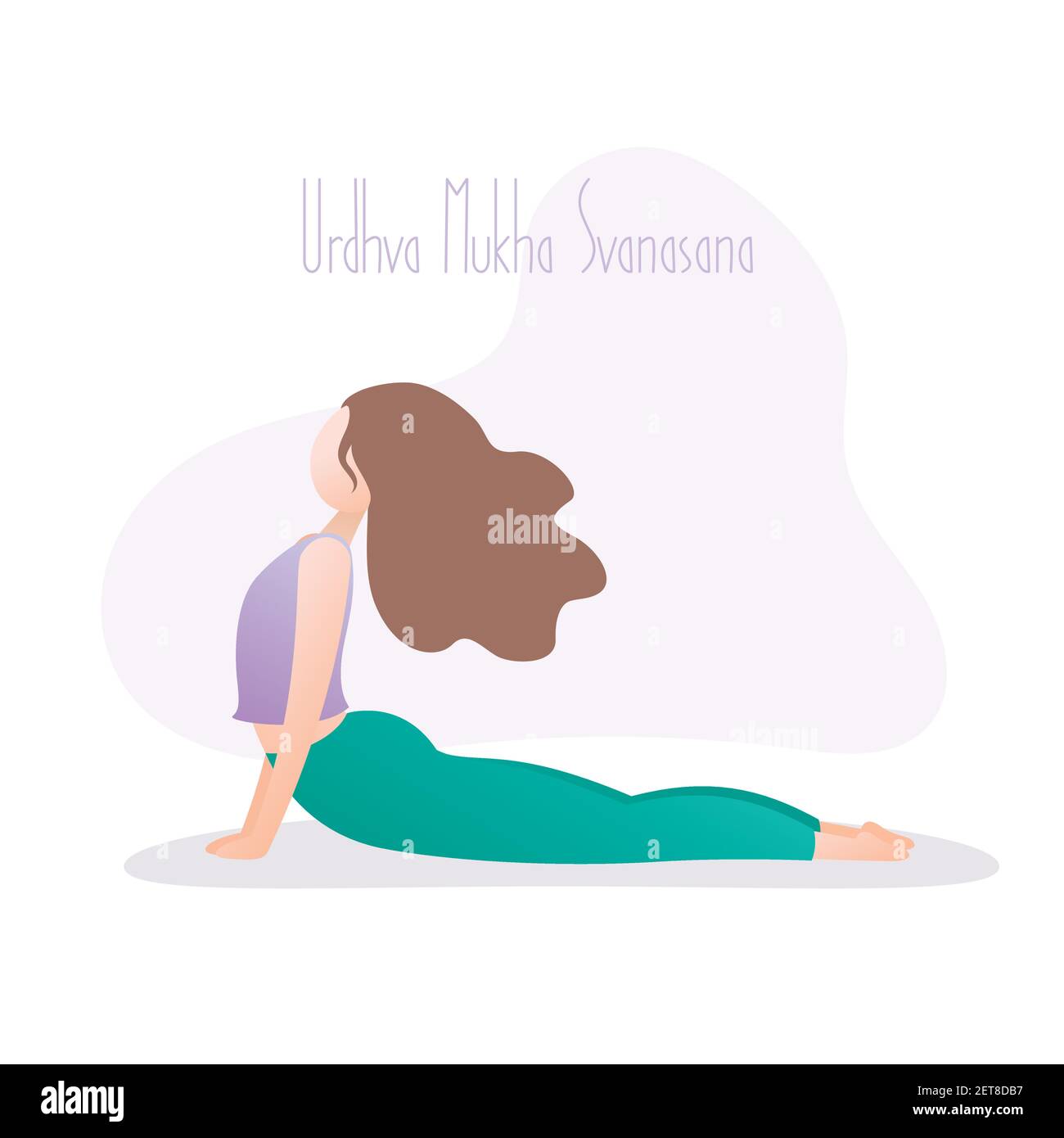 Mädchen in Yoga-Pose, nach oben schauend Hund Pose ist ein Rücken-Biegen Asana in Hatha Yoga, Vektor-Illustration im trendigen Stil Stock Vektor