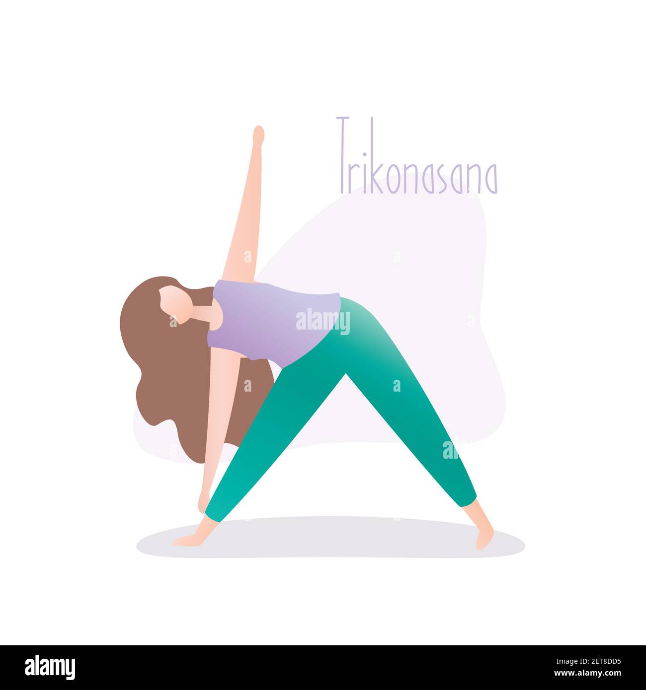 Mädchen stehen in Yoga-Pose, Dreieck Pose ist ein Asana in hatha Yoga, Vektor-Illustration im trendigen Stil Stock Vektor