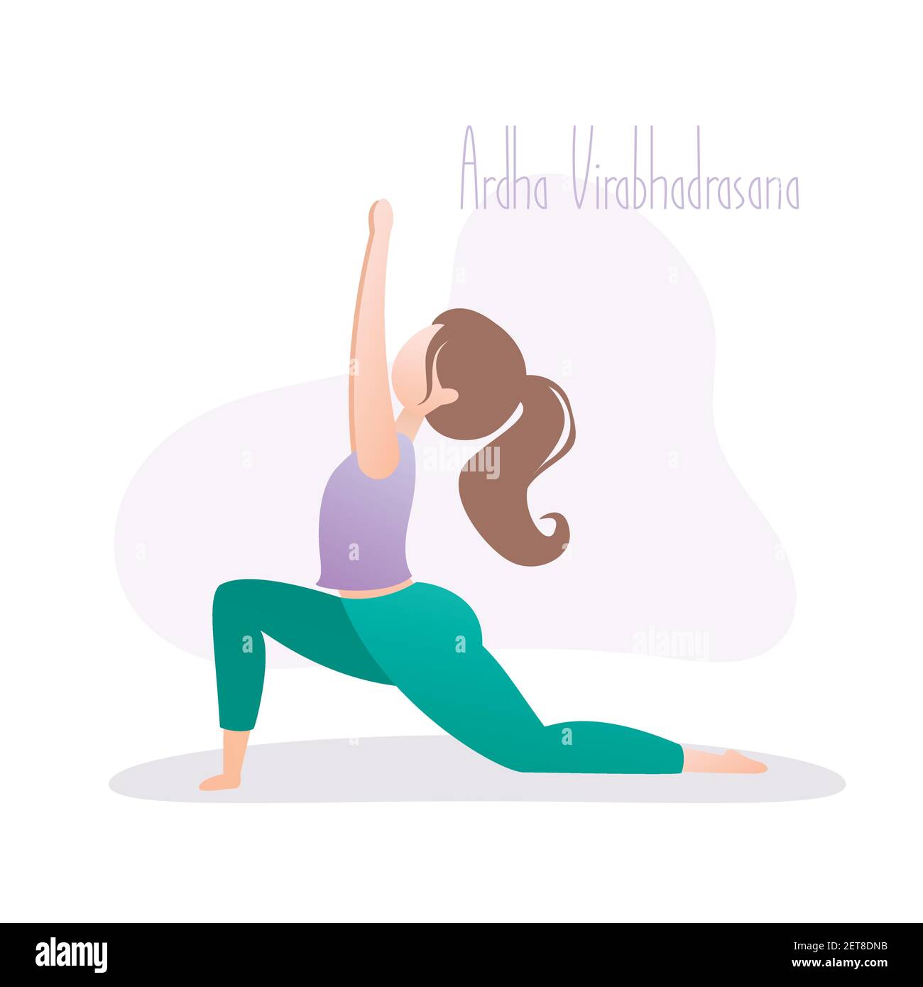 Mädchen tun Yoga Pose, halb Krieger Pose oder Ardha Virabhadrasana asana In Hatha Yoga, Vektor-Illustration im trendigen Stil Stock Vektor