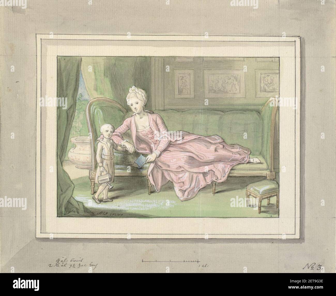 Peder als - Tredje udkast til maleri af Caroline Mathilde Og Frederik - 1771. Stockfoto