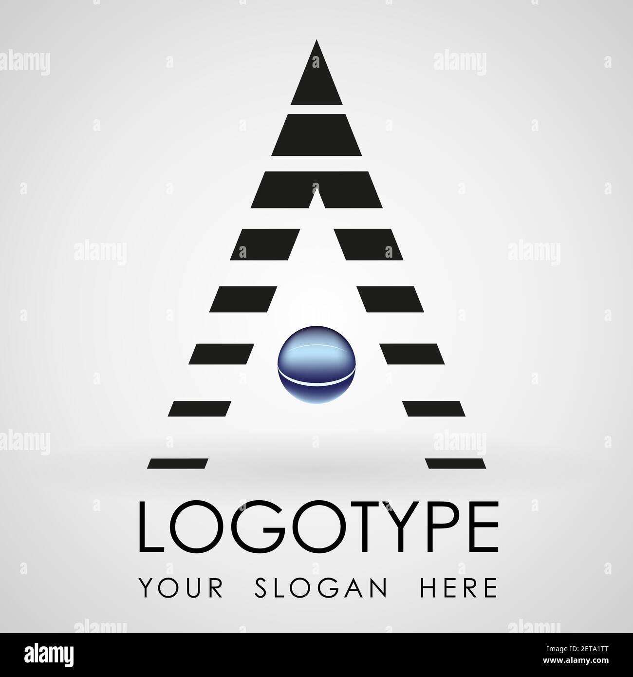 Abstrakte geometrische Trinagle Linien mit 3D Kugel Logo Design Vektor-Symbol. Trinagle Logo Design Form Brief EINE Vorlage. Isometrischer Stil, Mehrzweck Stock Vektor