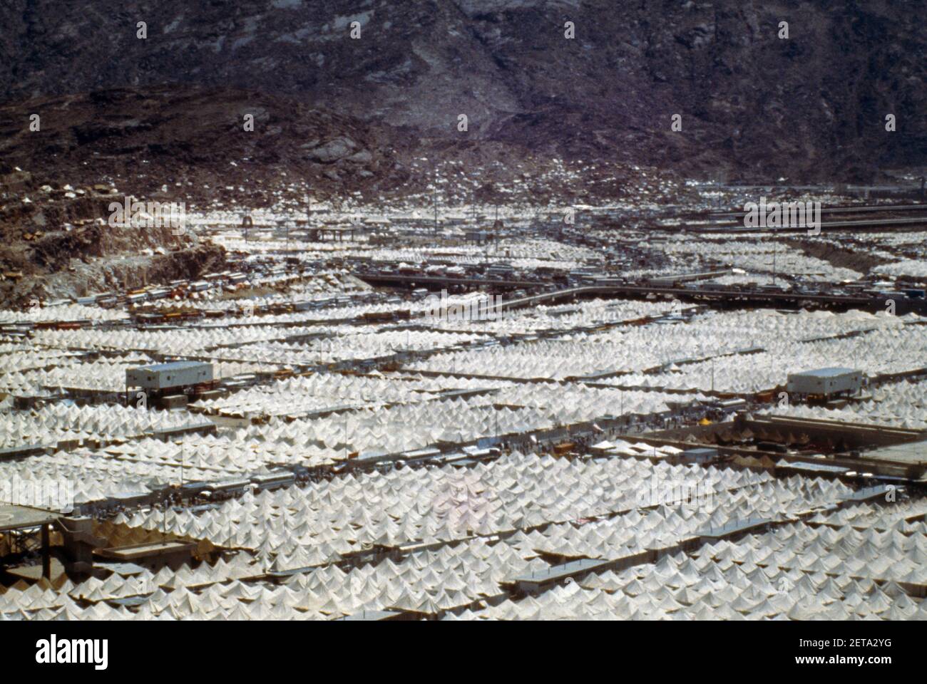 Makkah Hajj Saudi-Arabien Islamische Stadt Mit Zelt Jährliche Pilgerfahrt Luftbild Anzeigen Stockfoto