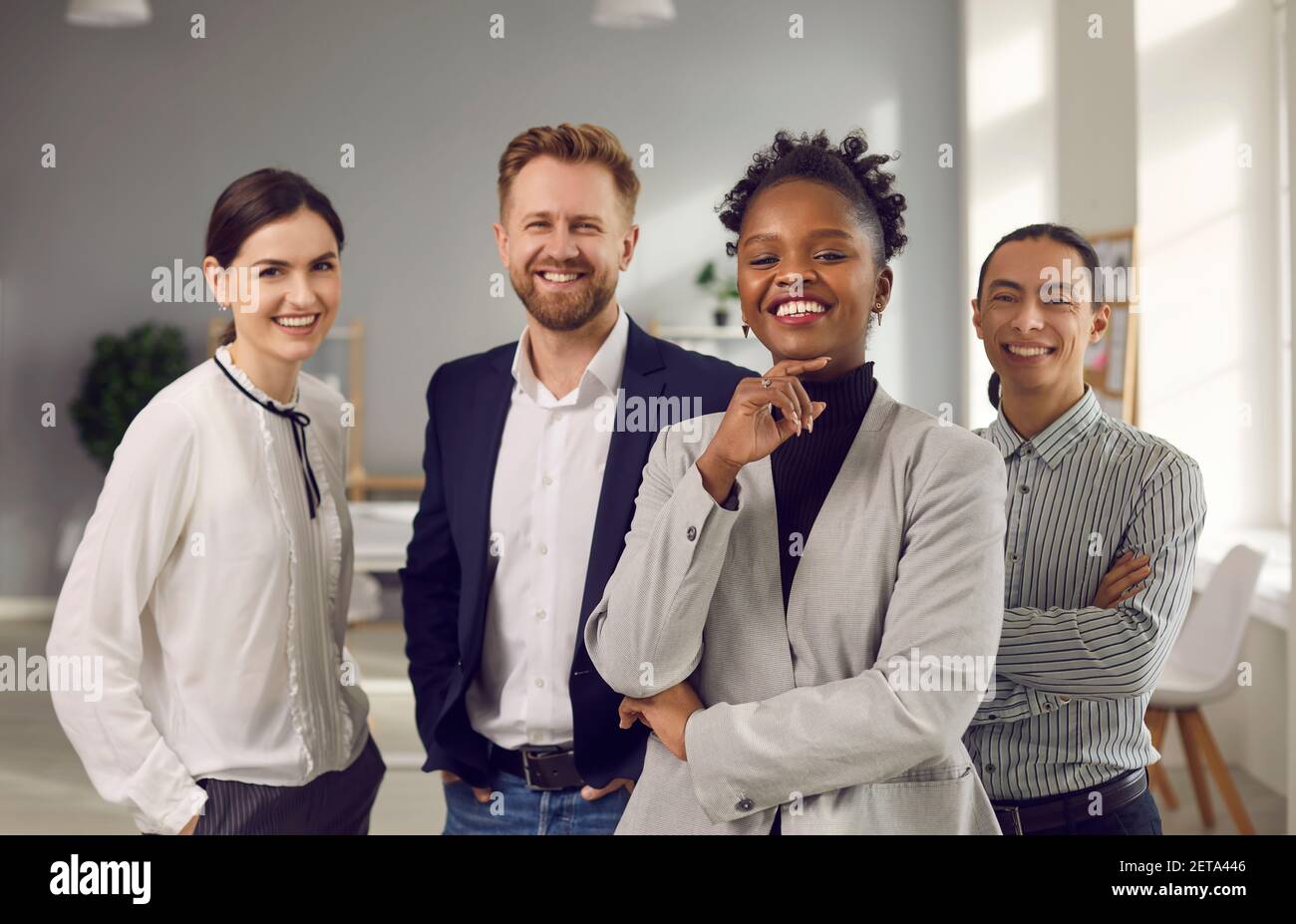 Erfolg, Führung, geschäftliche Zusammenarbeit von Mixed-Race-Spezialisten Konzept Stockfoto