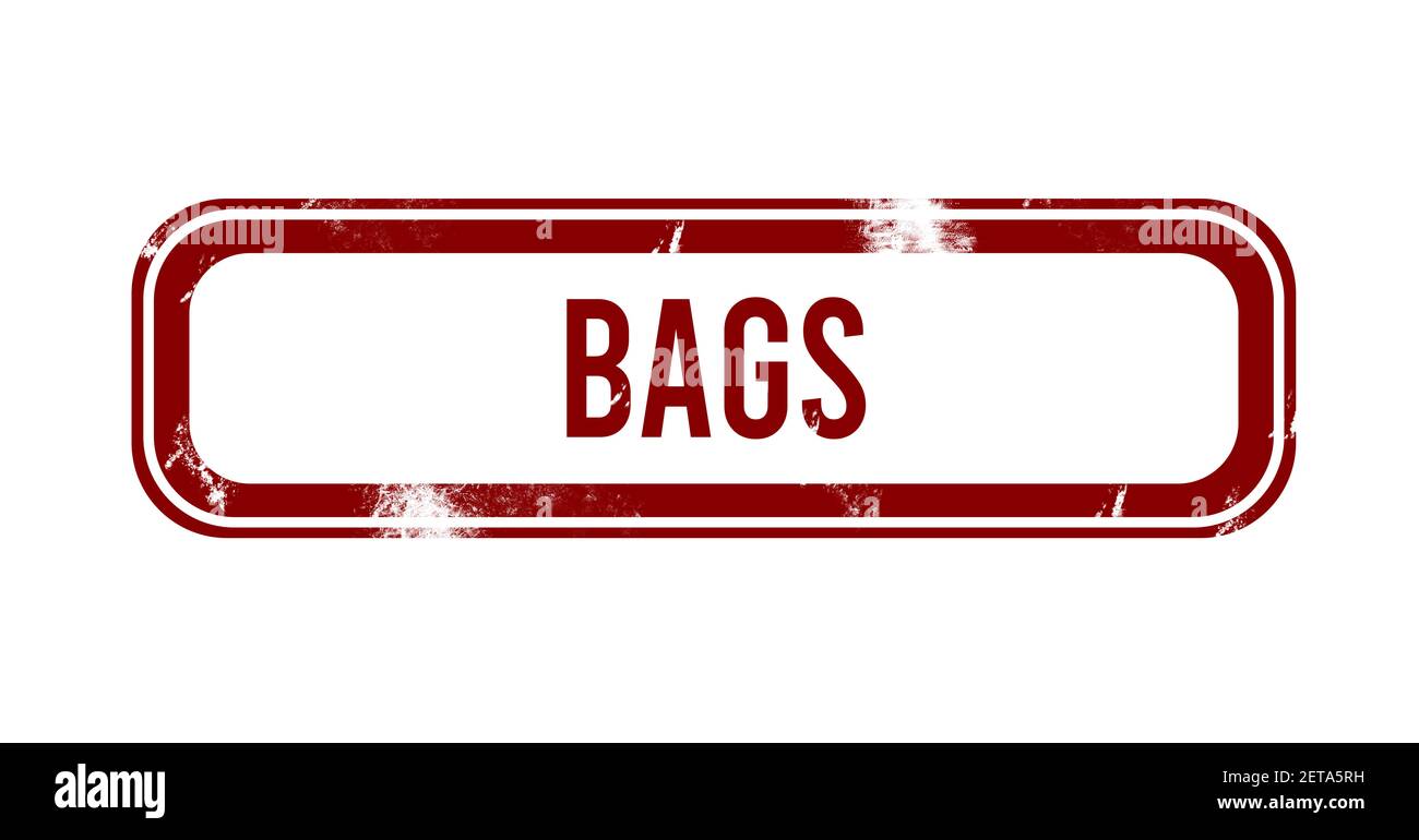 Beutel - roter Grunge-Knopf, Stempel Stockfoto