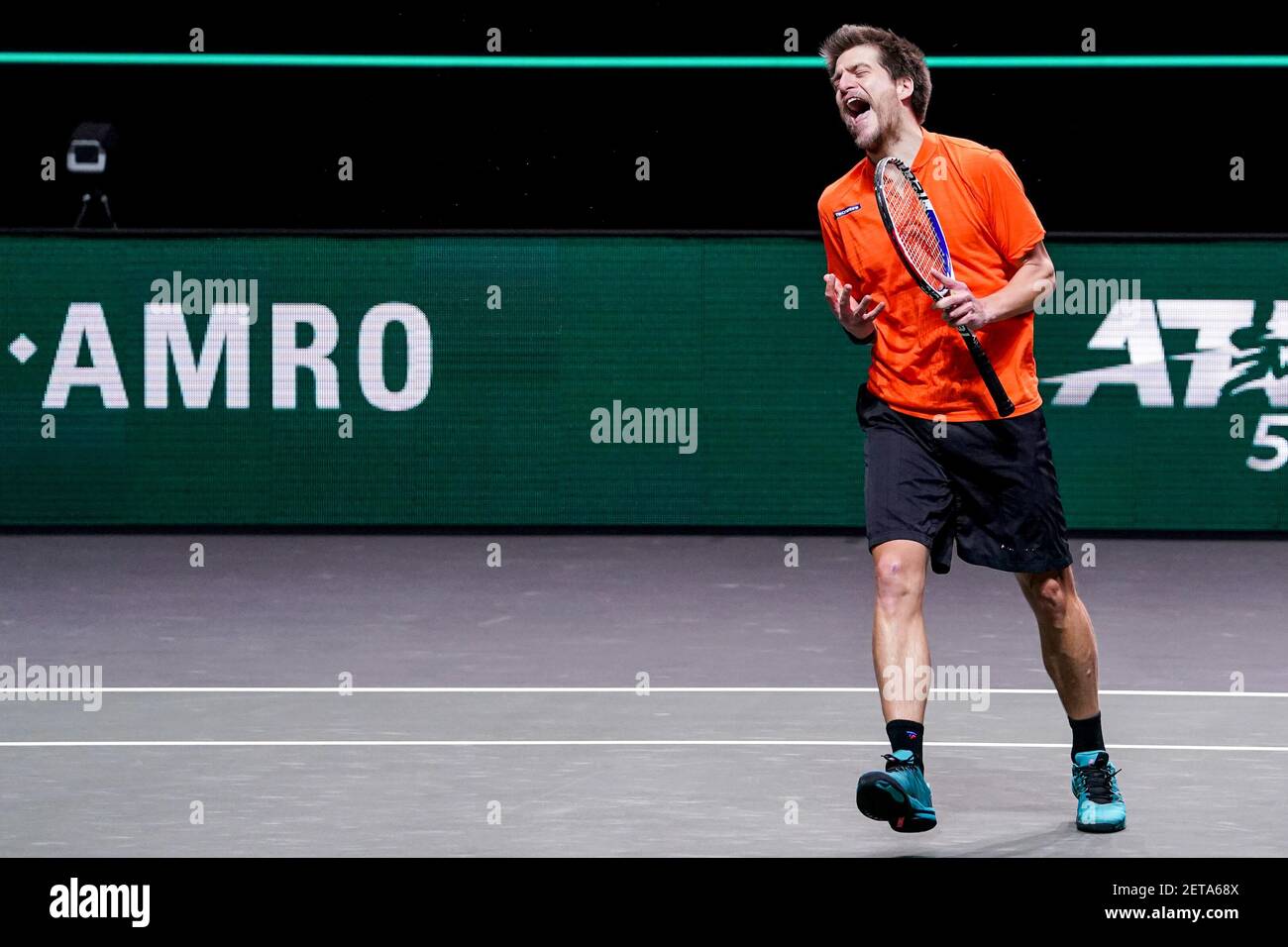 ROTTERDAM, NIEDERLANDE - MÄRZ 1: Sander Arends of the Netherlands enttäuschte während des ABN AMRO World Tennis Tournament 48e in Rotterdam Ahoy Stockfoto