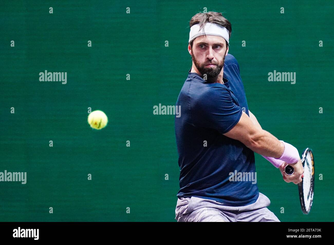 ROTTERDAM, NIEDERLANDE - 1. MÄRZ: Nikoloz Basilashvili von Georgien während der 48e ABN AMRO World Tennis Tournament in Rotterdam Ahoy am 1. März 20 Stockfoto