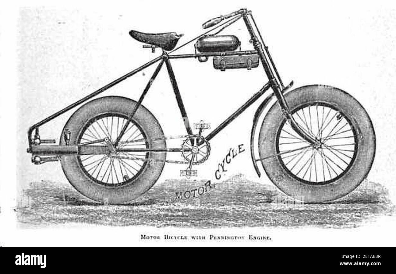 Pennington Motor Cycle - The Autocar Magazine Dez 1895. Stockfoto