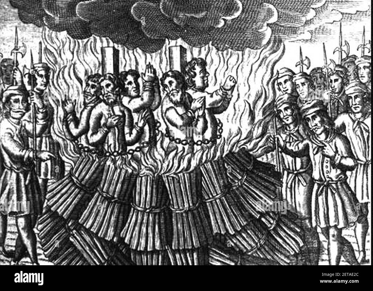 Menschen verbrannten als Ketzer. Stockfoto
